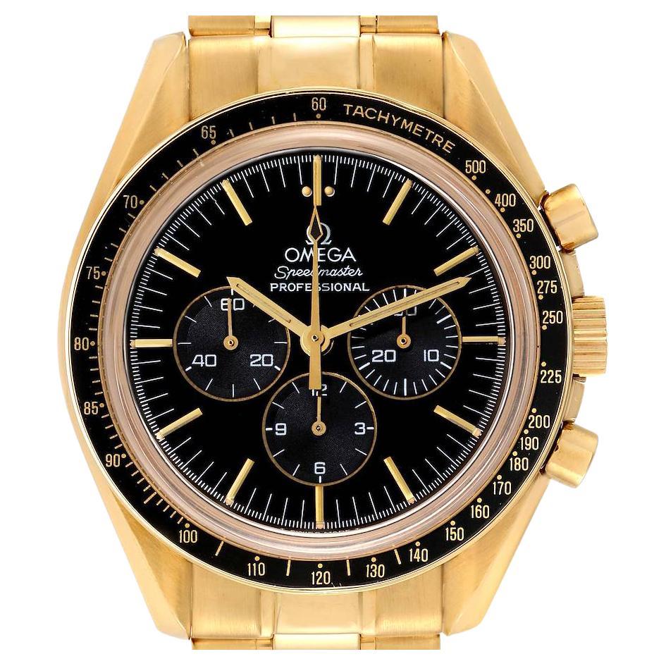 Omega Speedmaster Moonwatch Jubilee 27 CHRO C12 Yellow Gold Watch 3191.50 For Sale