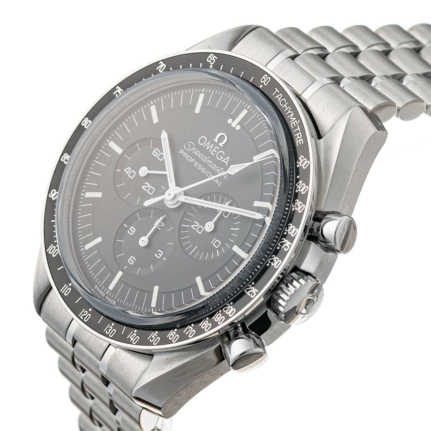 Pre-owned Omega Speedmaster Moonwatch Professional (ref. 310.30.42.50.01.002), featuring the mechanical manual-winding Caliber 3861 movement; black dial; chronograph with 30-minute & 12-hour registers at 3 & 6 o'clock, respectively; small seconds