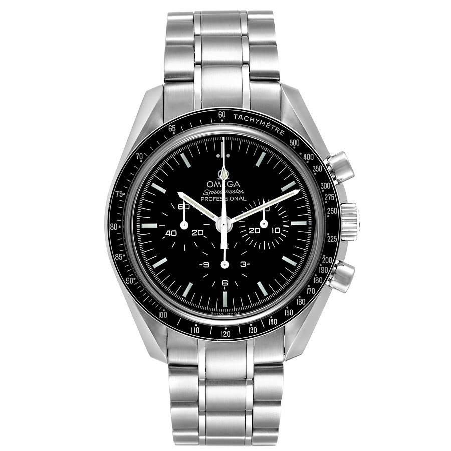 Omega Speedmaster Moonwatch Professional Watch 311.30.42.30.01.006 Box Card. Manual winding chronograph movement. Stainless steel round case 42 mm in diameter. Exhibition sapphire crystal caseback. Stainless steel bezel with tachymetre function.