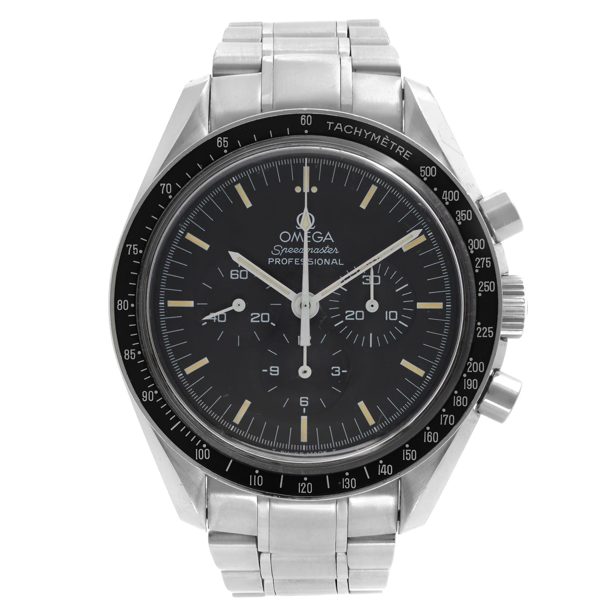 Vintage Omega Speedmaster Moonwatch Black Dial Hand Wind Watch 345.0022.100 For Sale