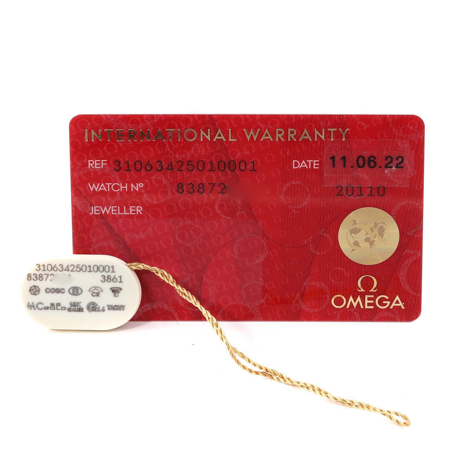 Omega Speedmaster Moonwatch Yellow Gold Mens Watch 310.63.42.50.10.001 Box Card 1