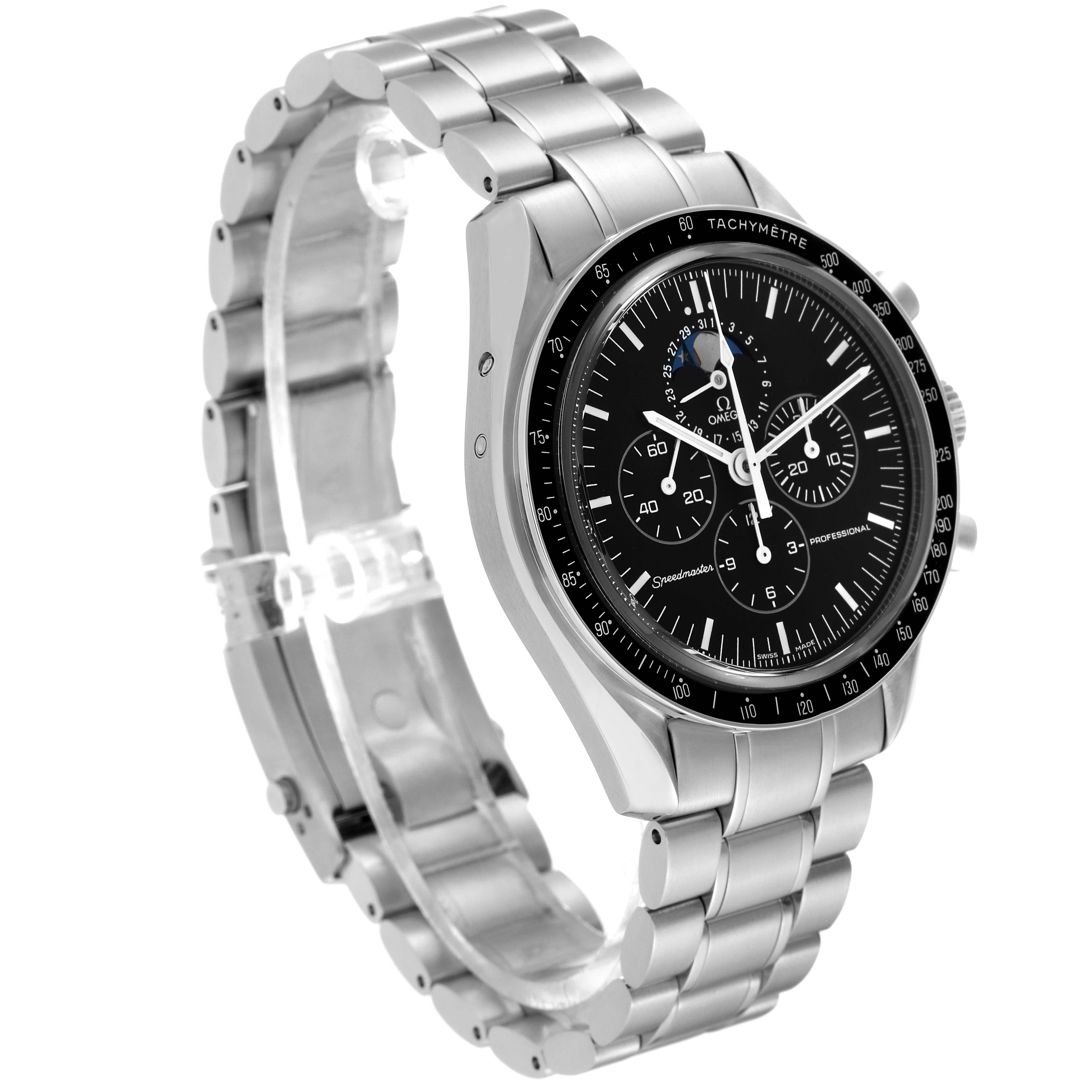 Men's Omega Speedmaster Professional Moonwatch Moonphase Steel Mens Watch Box Card For Sale