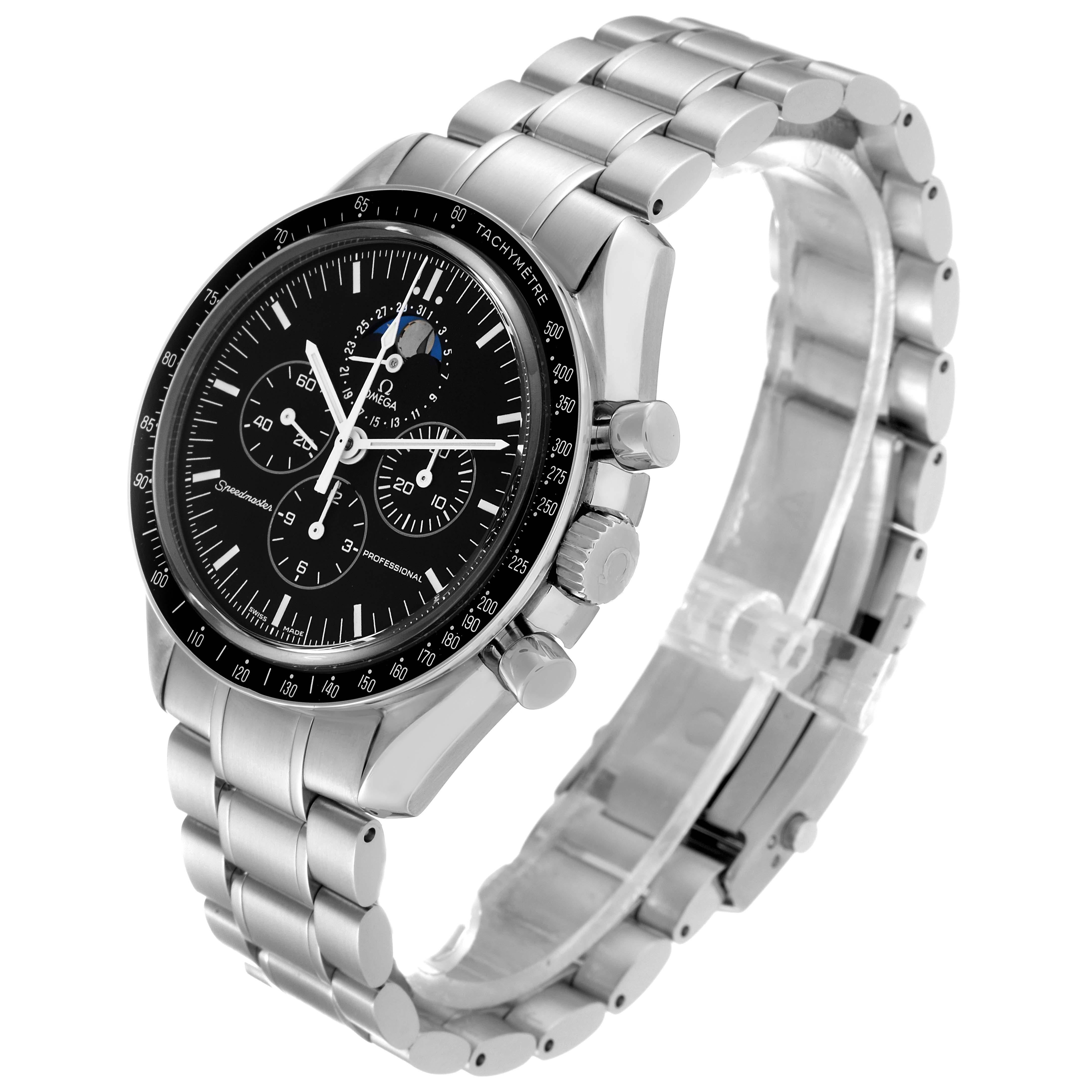 Omega Speedmaster Professional Moonwatch Moonphase Steel Mens Watch Box Card For Sale 1