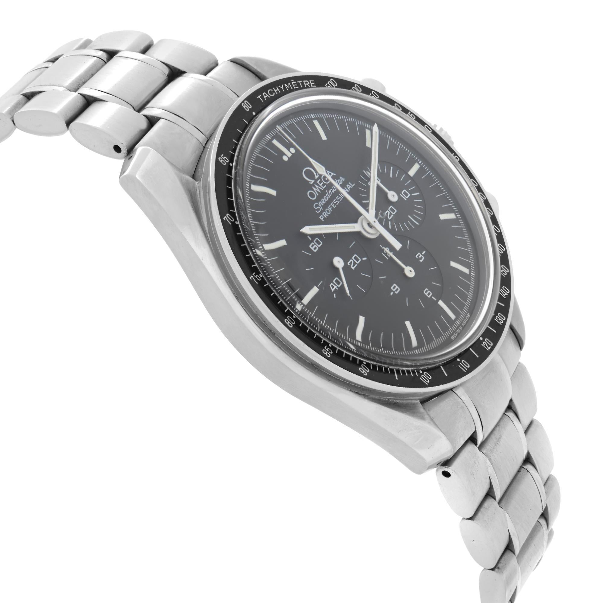 Omega Speedmaster Professional Moonwatch Stahl-Herrenuhr mit schwarzem Zifferblatt 3572.50.00 im Zustand „Hervorragend“ im Angebot in New York, NY