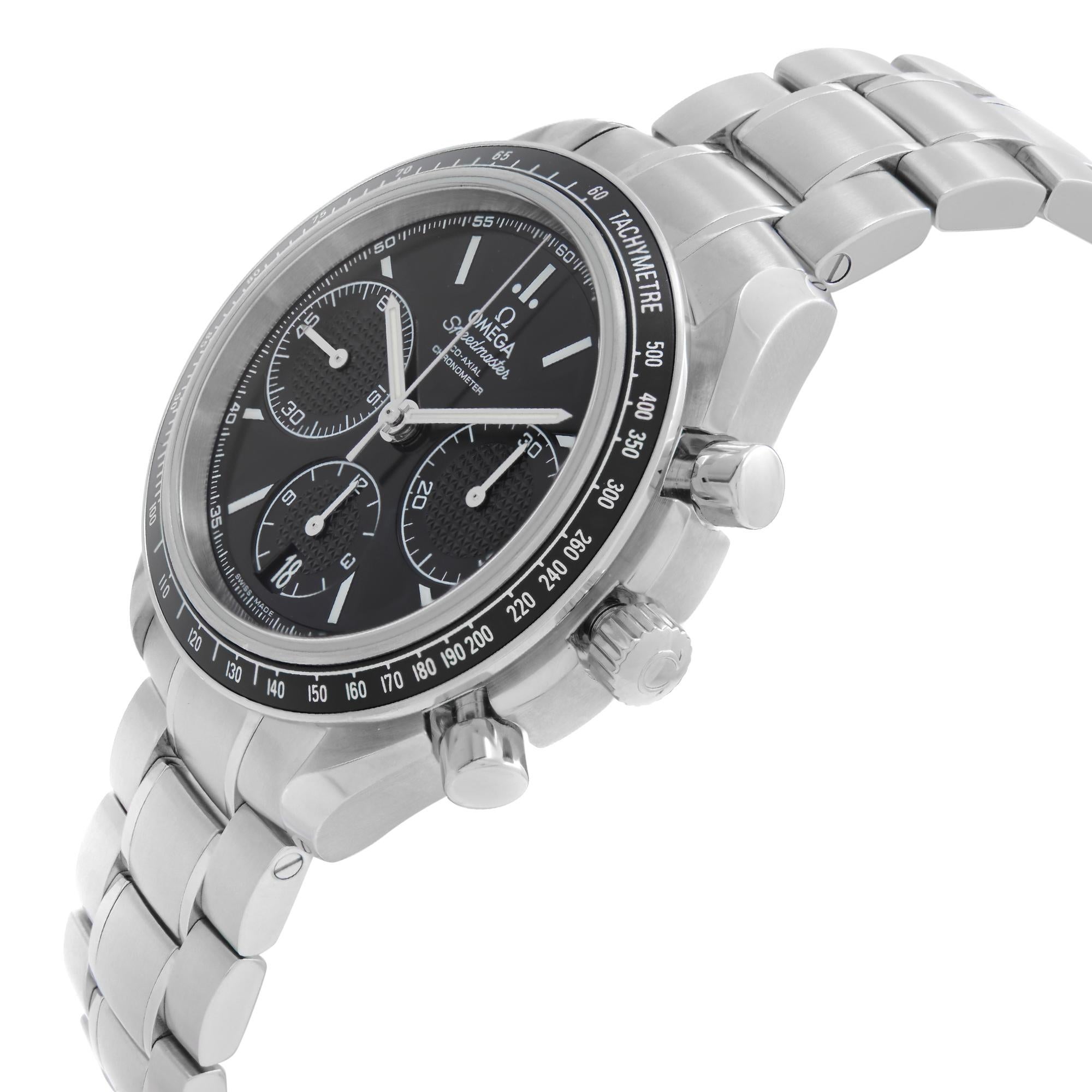 Omega Speedmaster Racing Steel Black Dial Mens Watch 326.30.40.50.01.001 In Excellent Condition In New York, NY