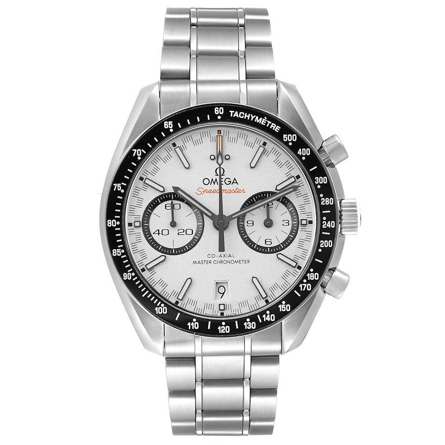 Omega Speedmaster Racing Anti-Magnetic Mens Watch 329.30.44.51.04.001 Box Card. Automatic self-winding chronograph movement with column wheel and Co-Axial escapement. Certified Master chronometer, resistant to magnetic fields reaching 15,000 gauss.