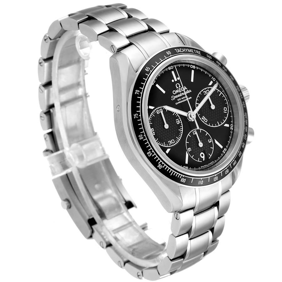 Omega Speedmaster Racing Black Dial Steel Watch 326.30.40.50.01.001 Card In Excellent Condition For Sale In Atlanta, GA