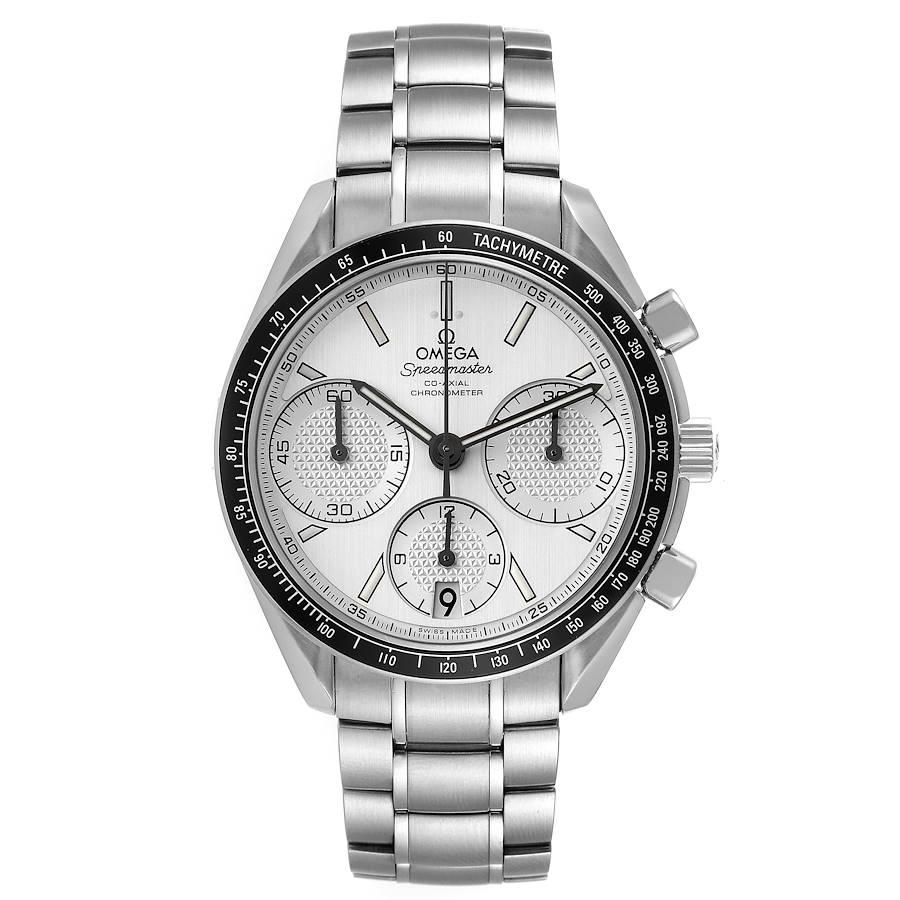 Omega Speedmaster Racing Chrono Mens Watch 326.30.40.50.02.001 Box Card. COSC-certified Omega automatic chronograph movement with a column-wheel mechanism, a Co-Axial Escapement, and a silicon balance spring. Stainless steel round case 40.0 mm in