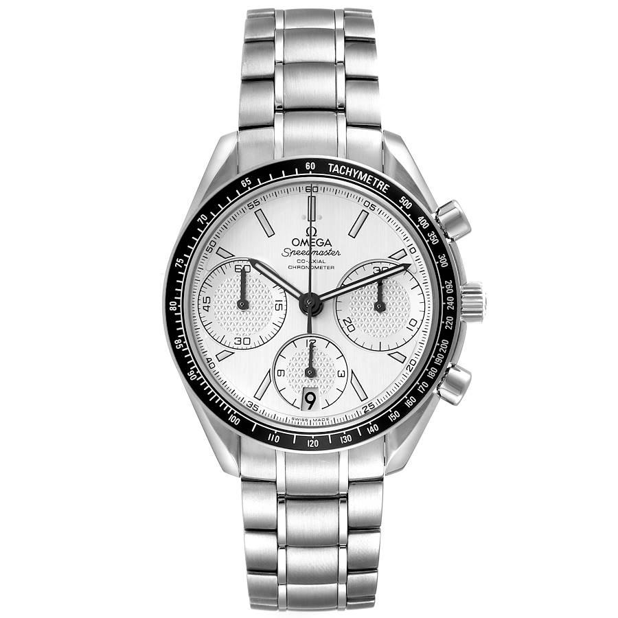 Omega Speedmaster Racing Chrono Mens Watch 326.30.40.50.02.001 Unworn. COSC-certified Omega automatic chronograph movement with a column-wheel mechanism, a Co-Axial Escapement, and a silicon balance spring. Caliber 3330. Stainless steel round case