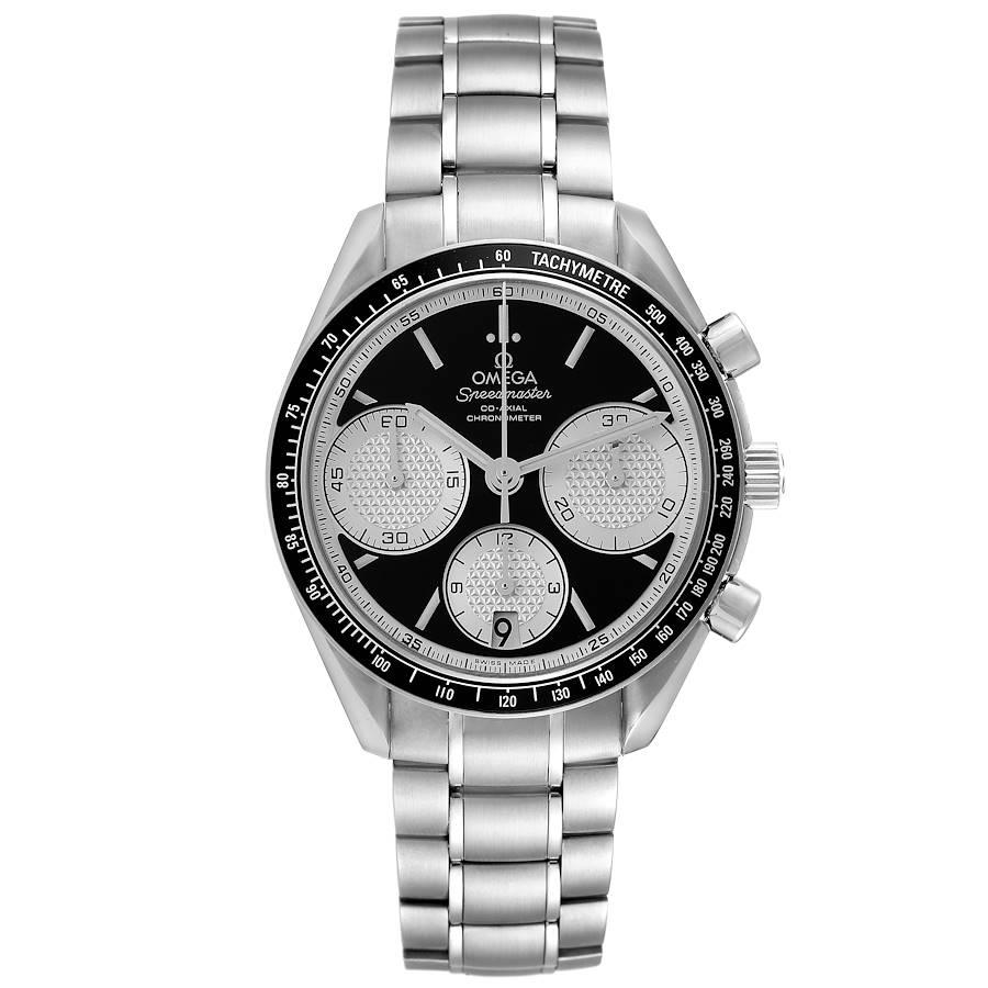 Omega Speedmaster Racing Chronograph Mens Watch 326.30.40.50.01.002 Unworn. COSC-certified Omega automatic chronograph movement with a column-wheel mechanism, a Co-Axial Escapement, and a silicon balance spring. Caliber 3330. Stainless steel round