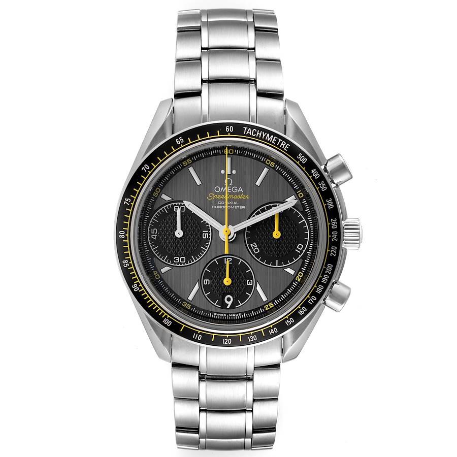 Reloj Omega Speedmaster Racing Co-Axial para caballero 326.30.40.50.06.001. Movimiento automático de cronógrafo Omega certificado por el COSC con mecanismo de rueda de pilares, Escape Co-Axial y espiral de silicio. Calibre 3330. Caja redonda de