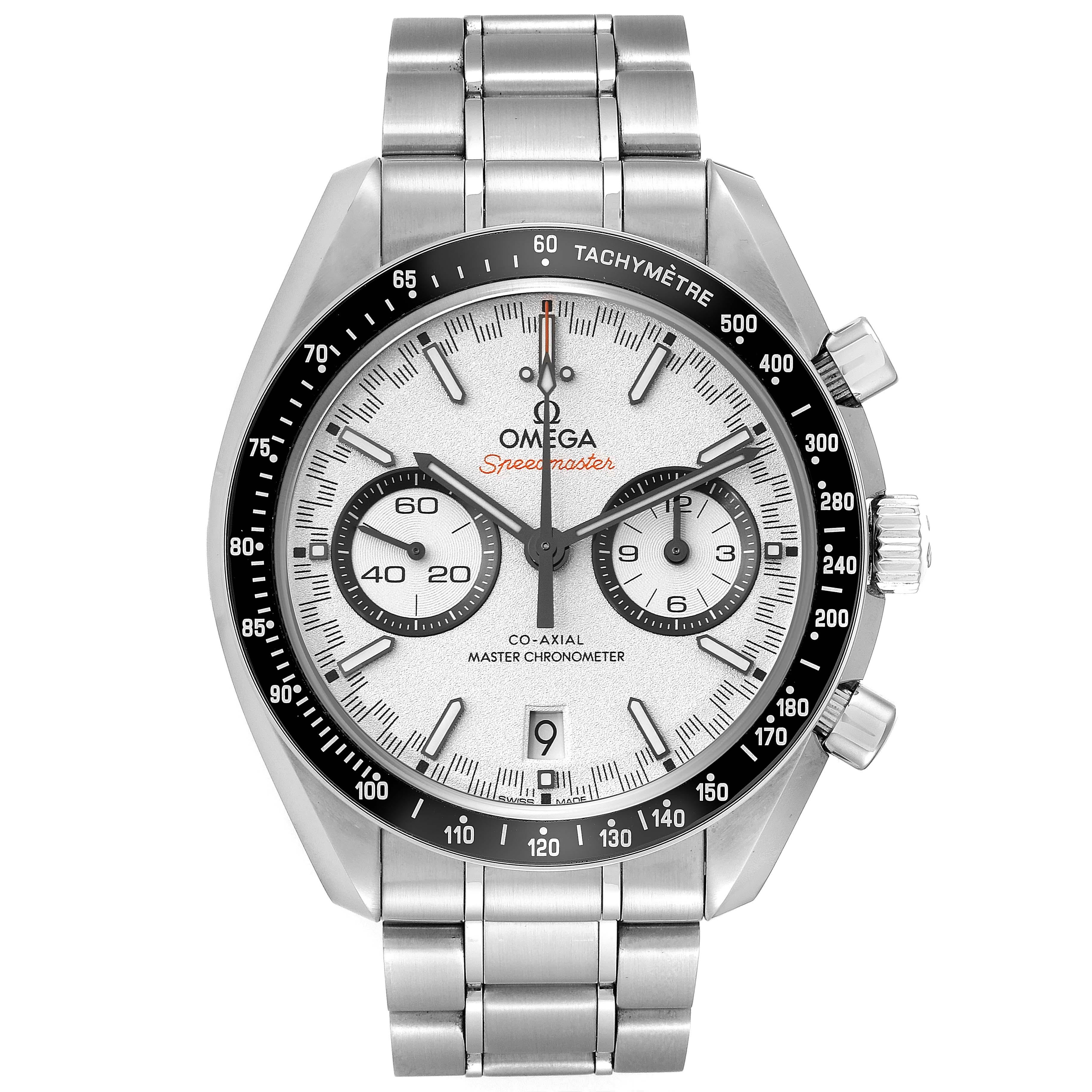 Omega Speedmaster Racing Steel Mens Watch 329.30.44.51.04.001 Box Card In Excellent Condition For Sale In Atlanta, GA