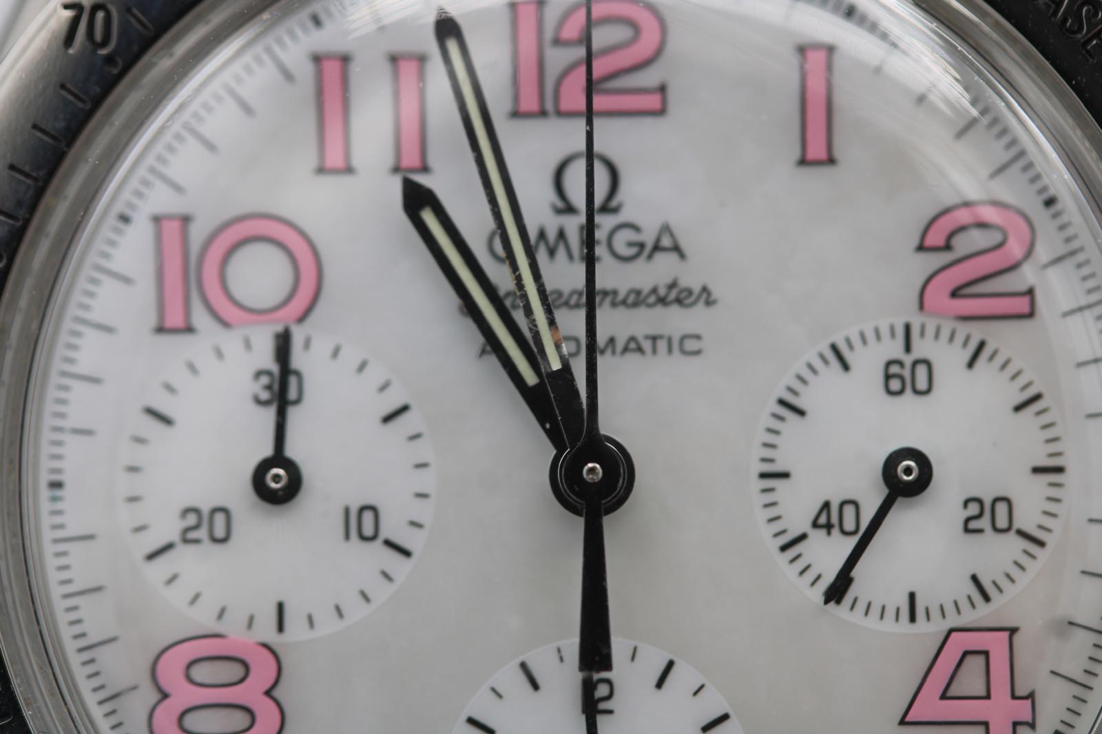 Omega Speedmaster 'Reduziert' 3834.74.34  MOP Zifferblatt Rosa Stundenmarkierungen 39mm im Angebot 7