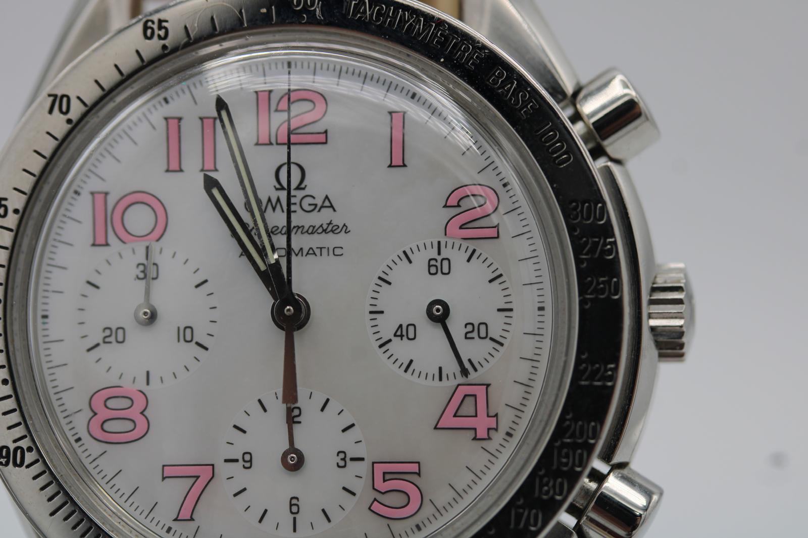 Omega Speedmaster 'Reduziert' 3834.74.34  MOP Zifferblatt Rosa Stundenmarkierungen 39mm im Angebot 8