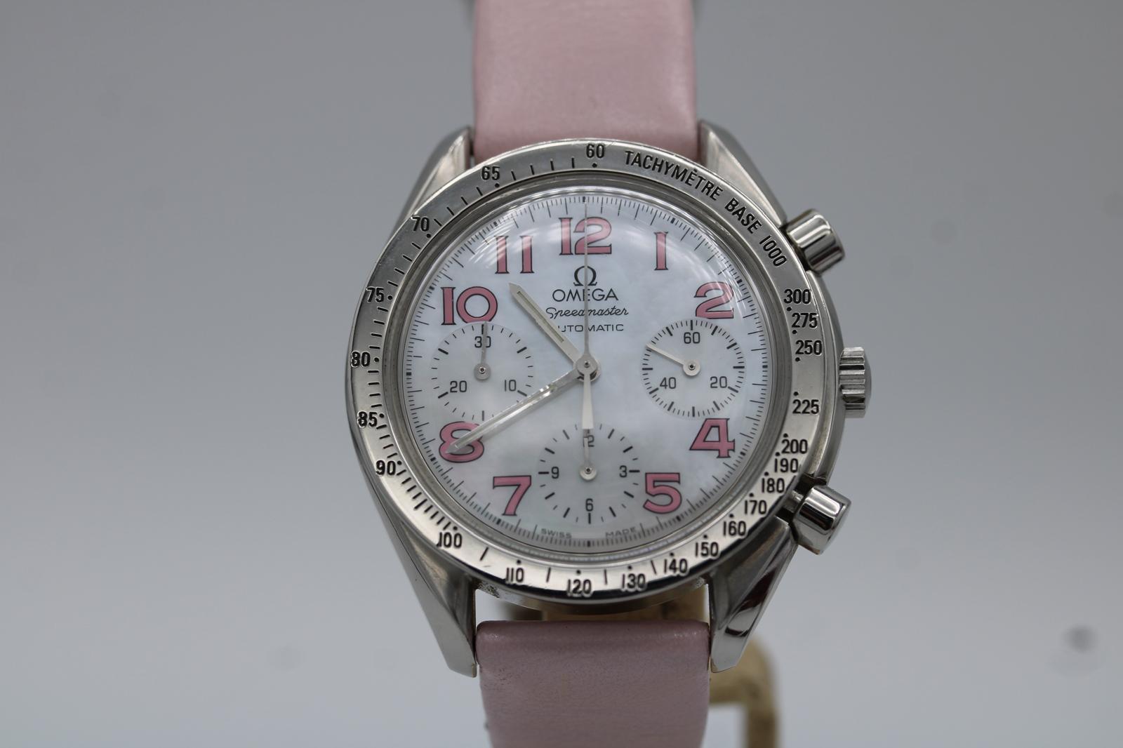Omega Speedmaster 'Reduziert' 3834.74.34  MOP Zifferblatt Rosa Stundenmarkierungen 39mm im Angebot 3