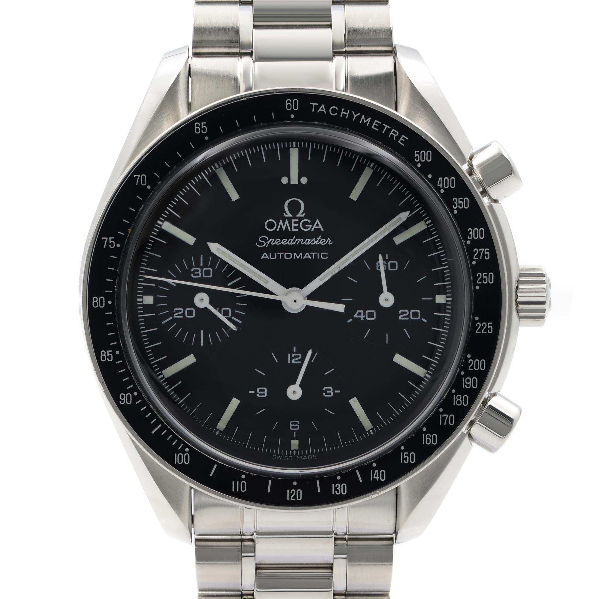 Can have a minor blemish on crystal and hairline blemishes on the bezel. Original Box and Papers are included Covered by a one-year Chronostore warranty.
Details:
Model Number 3539.50.00
Brand OMEGA
Department Men
Style Classic, Sport
Model Omega