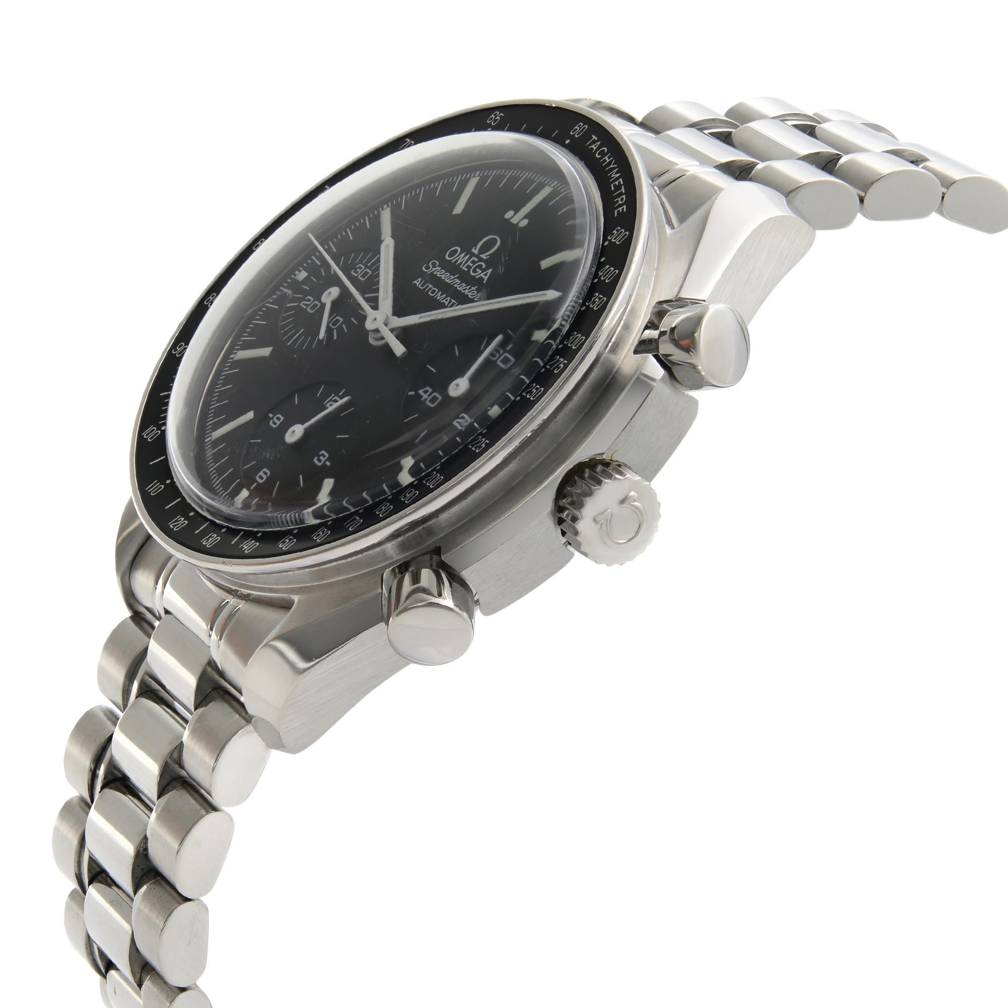 Omega Speedmaster Reduced Steel Black Dial Automatic Watch 3539.50.00 In Good Condition In New York, NY