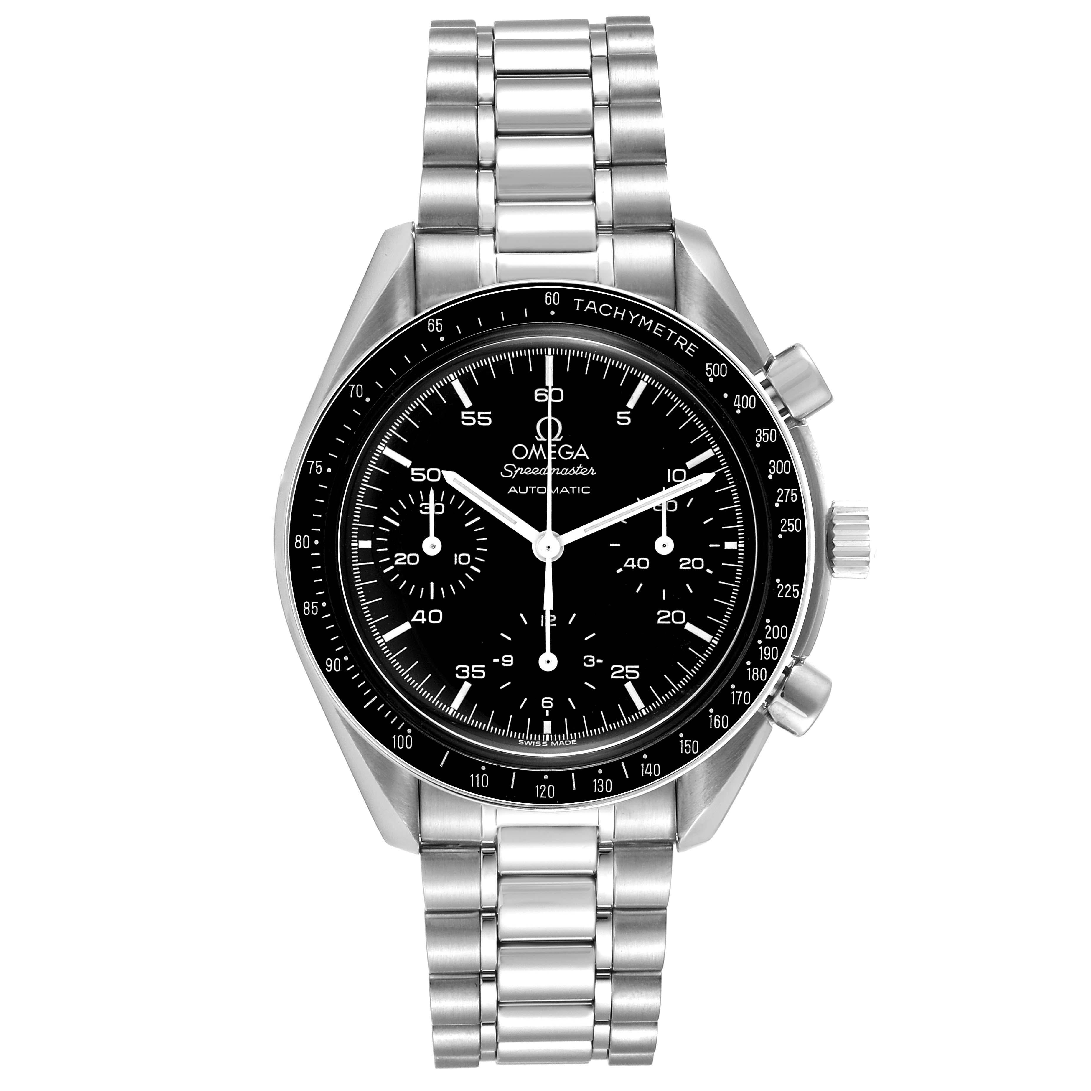 Omega Speedmaster Reduced Chronograph Hesalite Steel Mens Watch 3510.50.00 In Excellent Condition In Atlanta, GA