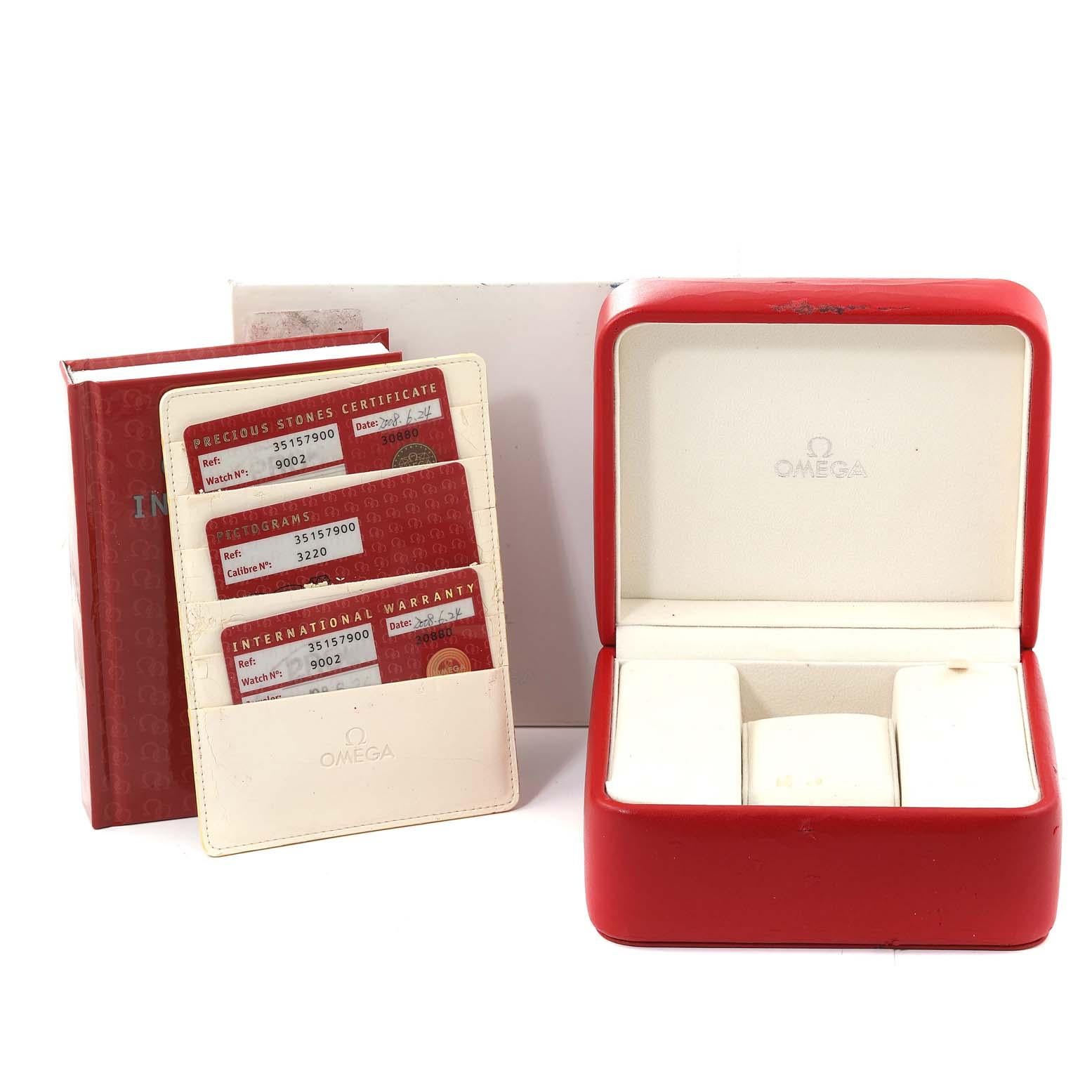 Omega Speedmaster Rotuzierte MOP Zifferblatt Diamant-Lünette Uhr 3515.79.00 Boxkarte 6