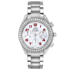 Omega Speedmaster Reduced MOP Dial Diamond Bezel Watch 3515.79.00 Box Card