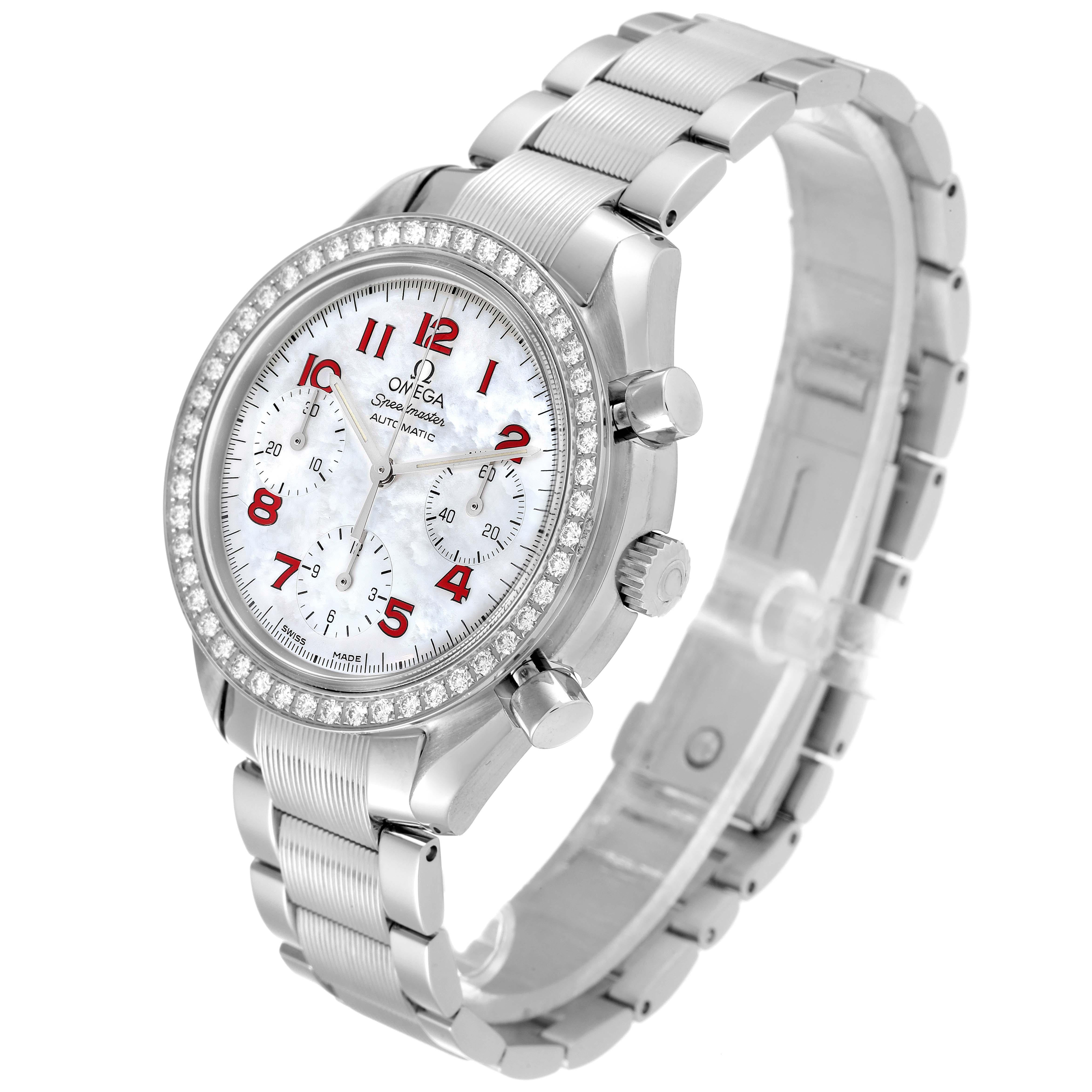 Omega Speedmaster Rotuzierte MOP Zifferblatt Diamant-Lünette Uhr 3515.79.00 Boxkarte Herren
