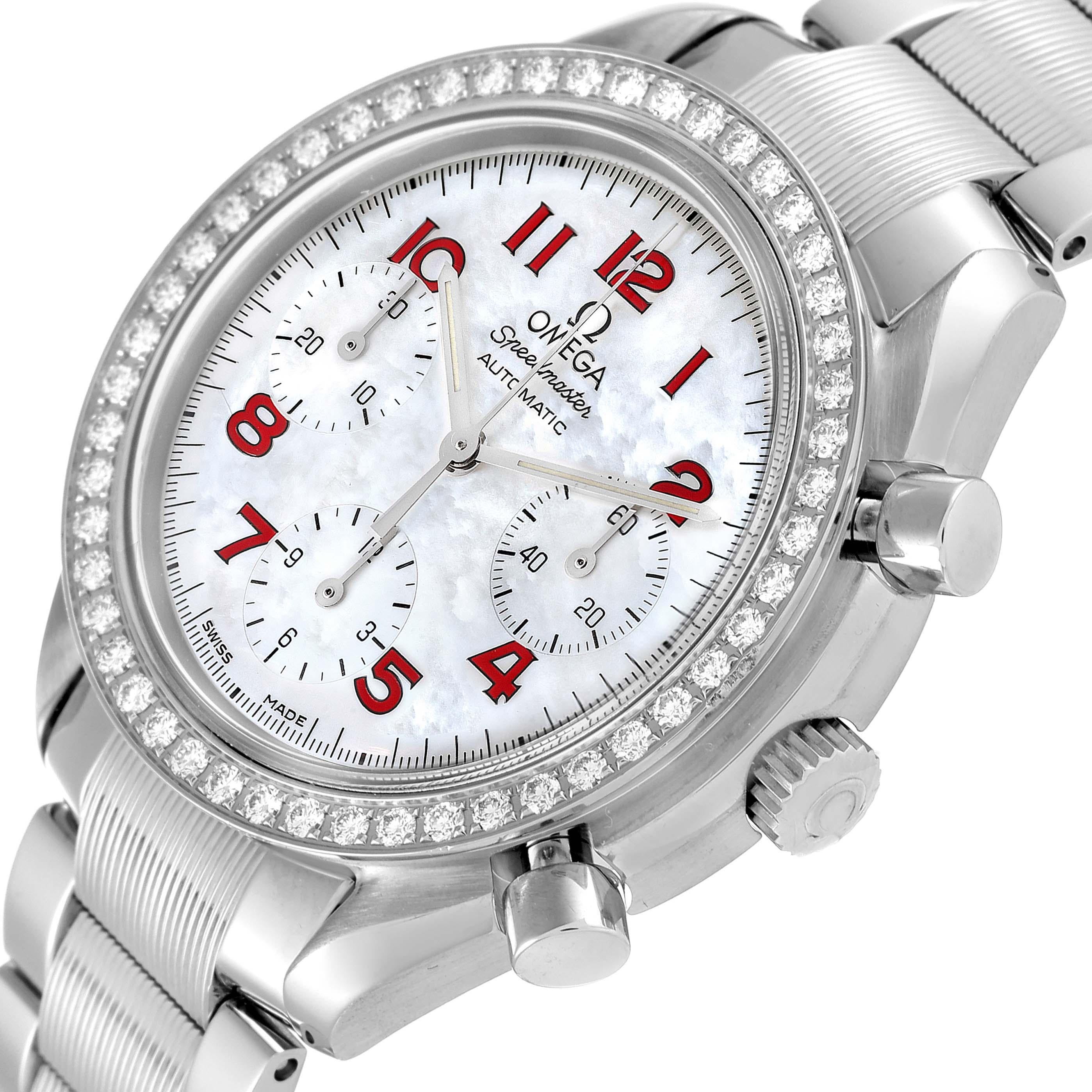 Omega Speedmaster Rotuzierte MOP Zifferblatt Diamant-Lünette Uhr 3515.79.00 Boxkarte 1