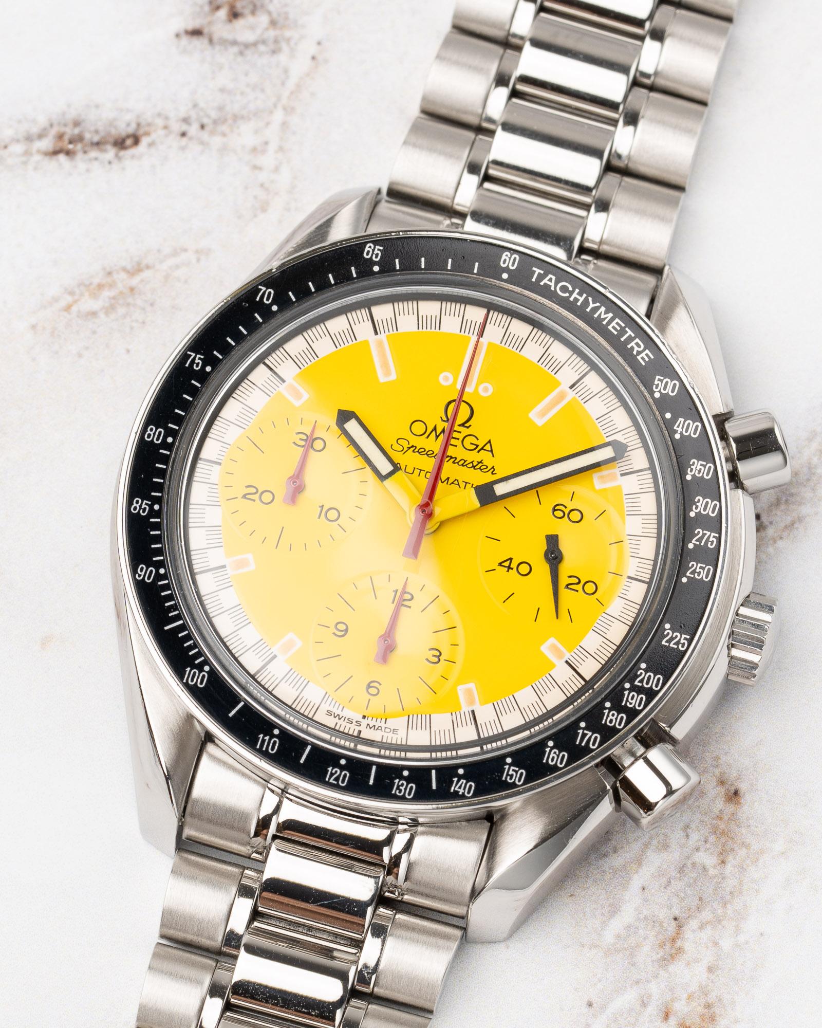 Omega Speedmaster Reduced Racing Michael Schumacher 3510.12 Yellow Dial In Good Condition For Sale In SYDNEY, AU
