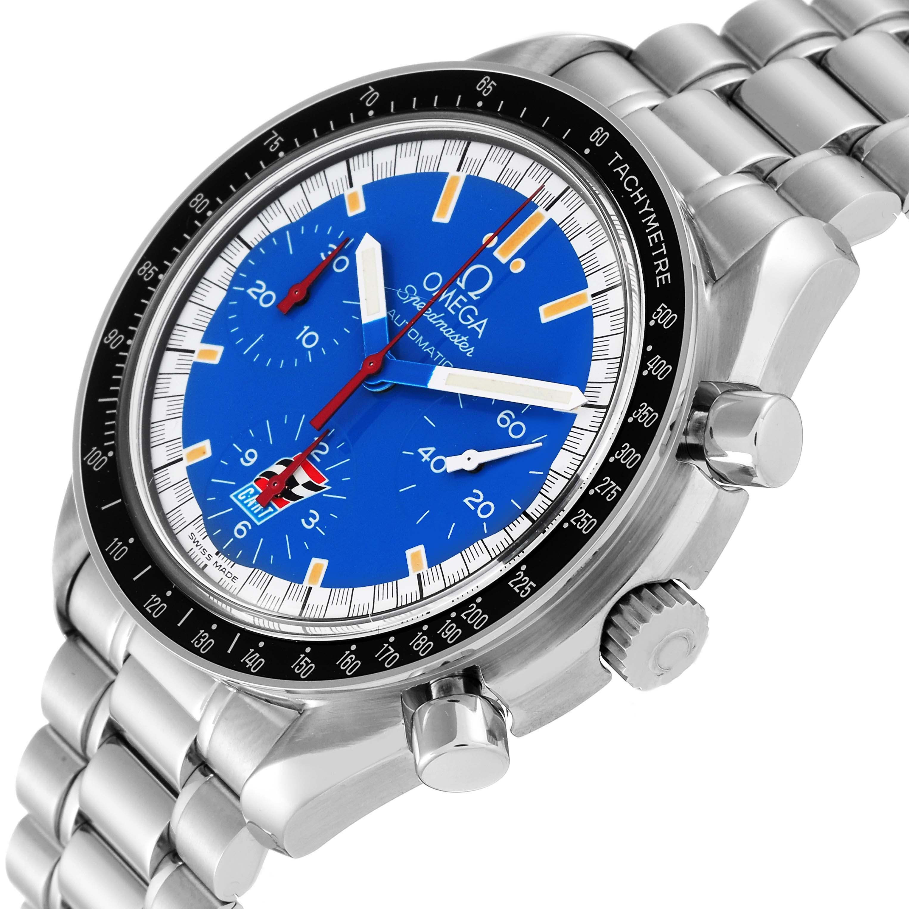 Men's Omega Speedmaster Schumacher Blue Dial Automatic Steel Mens Watch 3510.80.00 For Sale