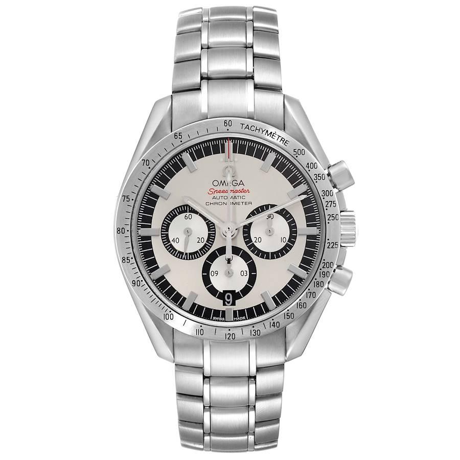Omega Speedmaster Schumacher Legend Limited Edition Steel Mens Watch 3506.31.00 Box Card. Officially certified chronometer automatic self-winding Chronograph movement. Caliber 3301. Stainless steel case 42.0 mm in diameter. Omega logo on a crown.