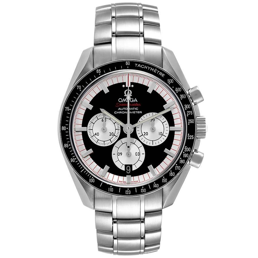 Omega Speedmaster Schumacher Legend Limited Edition Steel Mens Watch 3507.51.00. Automatic self-winding chronograph movement. Stainless steel round case 42.0 mm in diameter. Omega logo on the crown. 