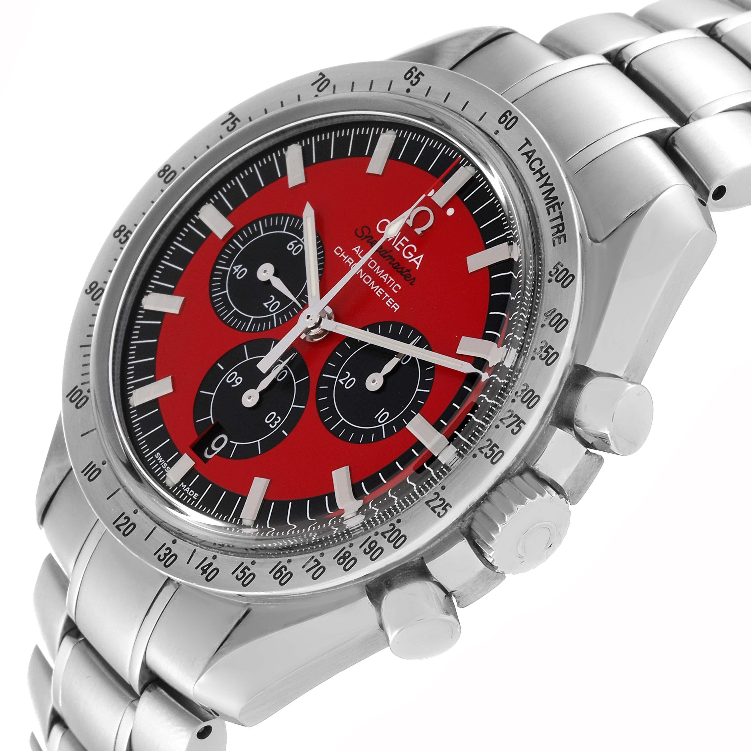 Omega Speedmaster Schumacher Legend Red Limited Edition Steel Mens Watch For Sale 4