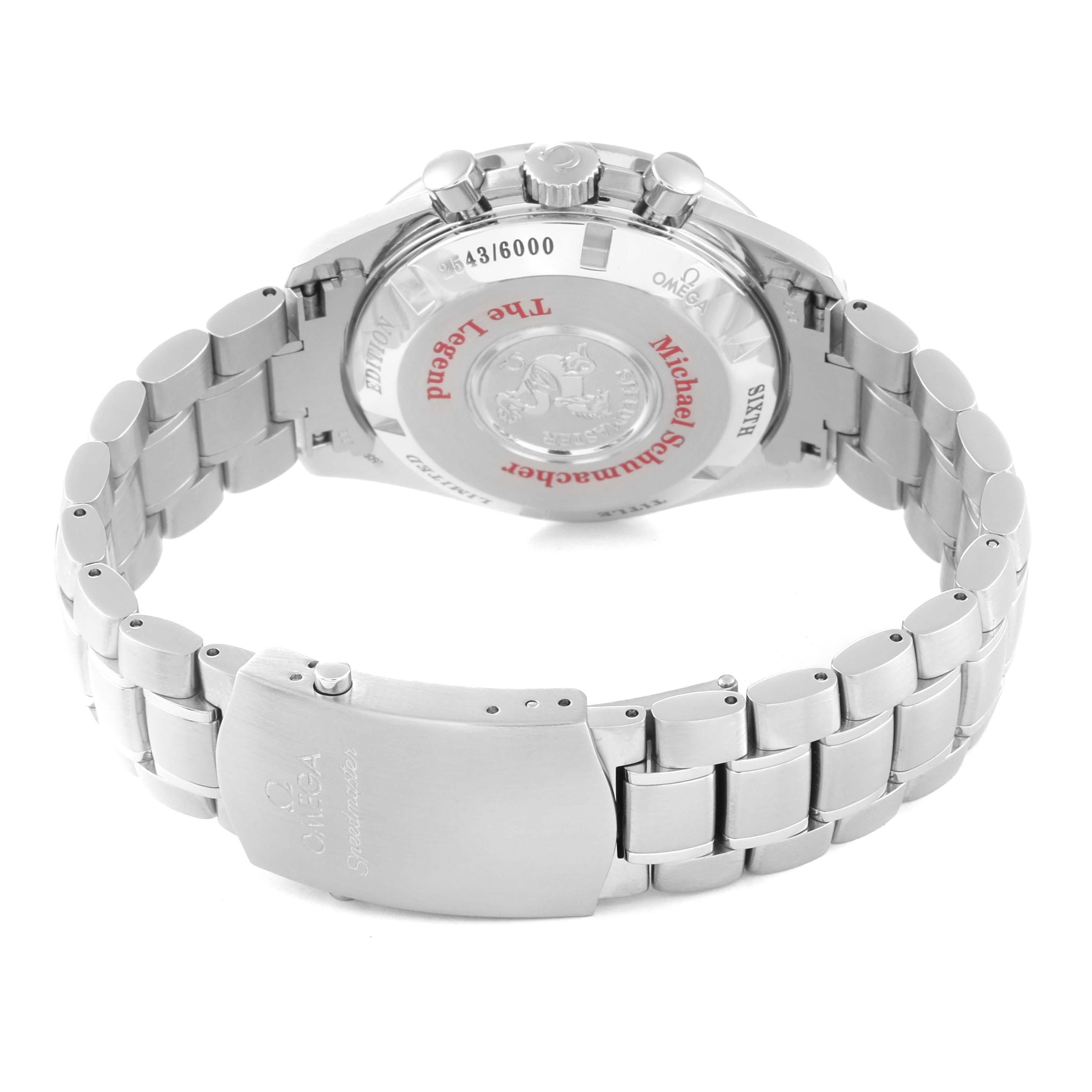 Men's Omega Speedmaster Schumacher Limited Edition Steel Watch 3559.32.00 Box Card For Sale