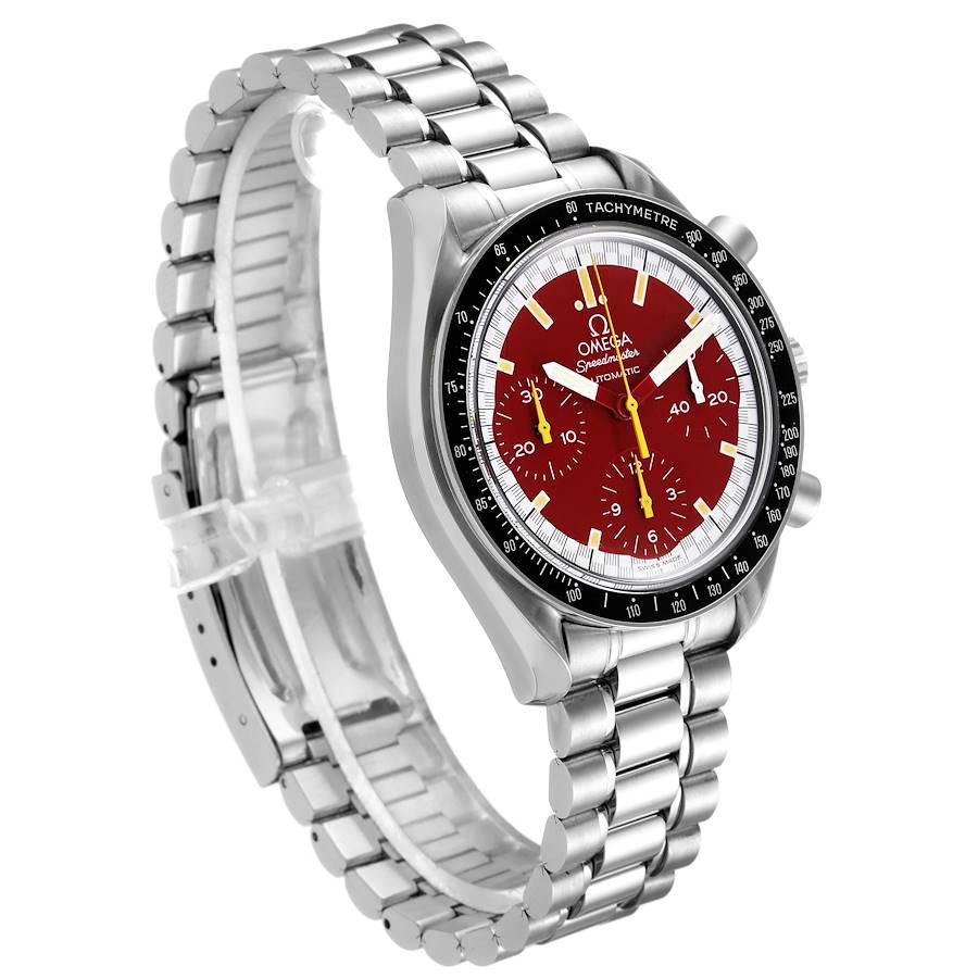 Omega Speedmaster Schumacher rotes Zifferblatt Herrenuhr 3510.61.00 Box Papiere im Zustand „Hervorragend“ im Angebot in Atlanta, GA
