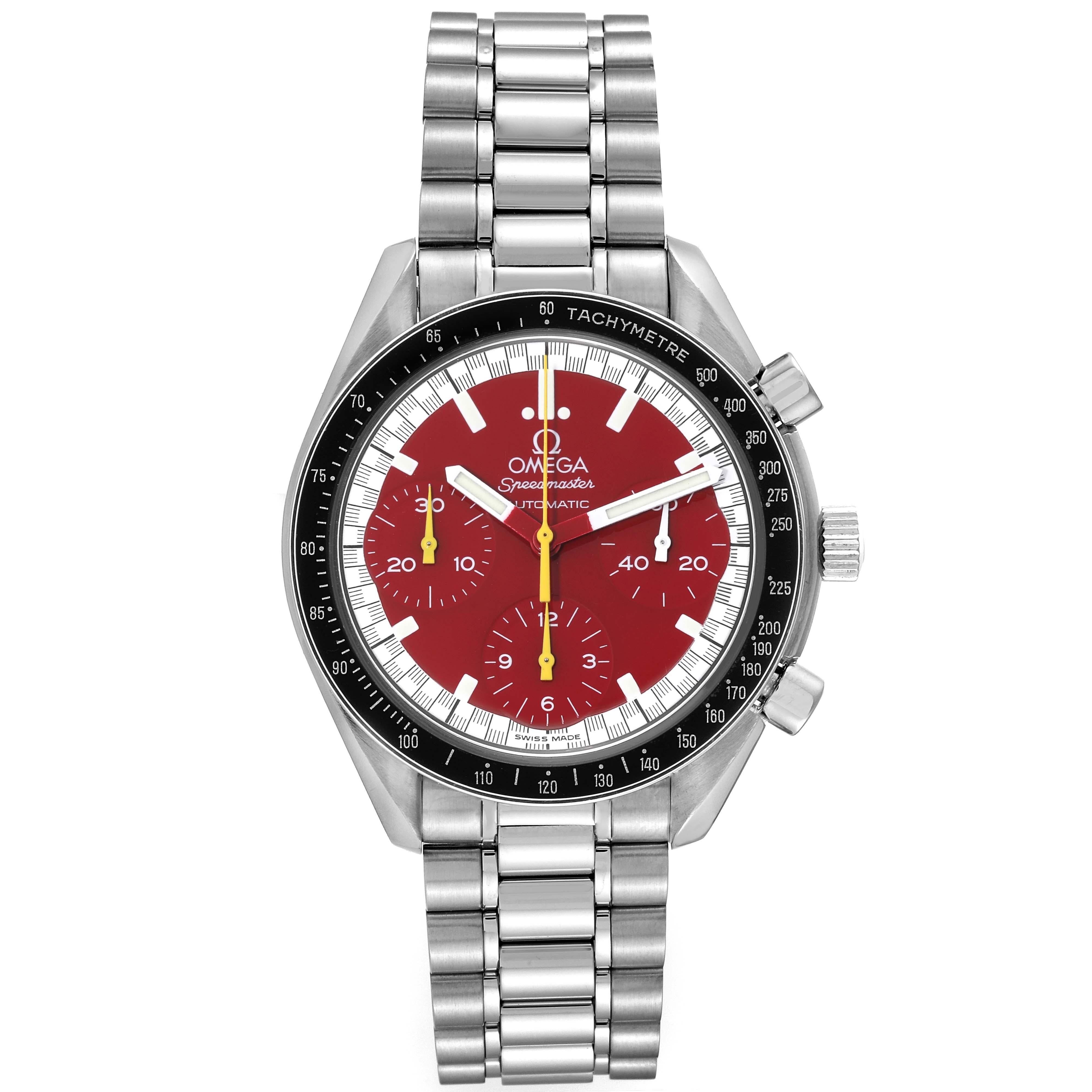 Men's Omega Speedmaster Schumacher Red Dial Steel Mens Watch 3510.61.00 For Sale