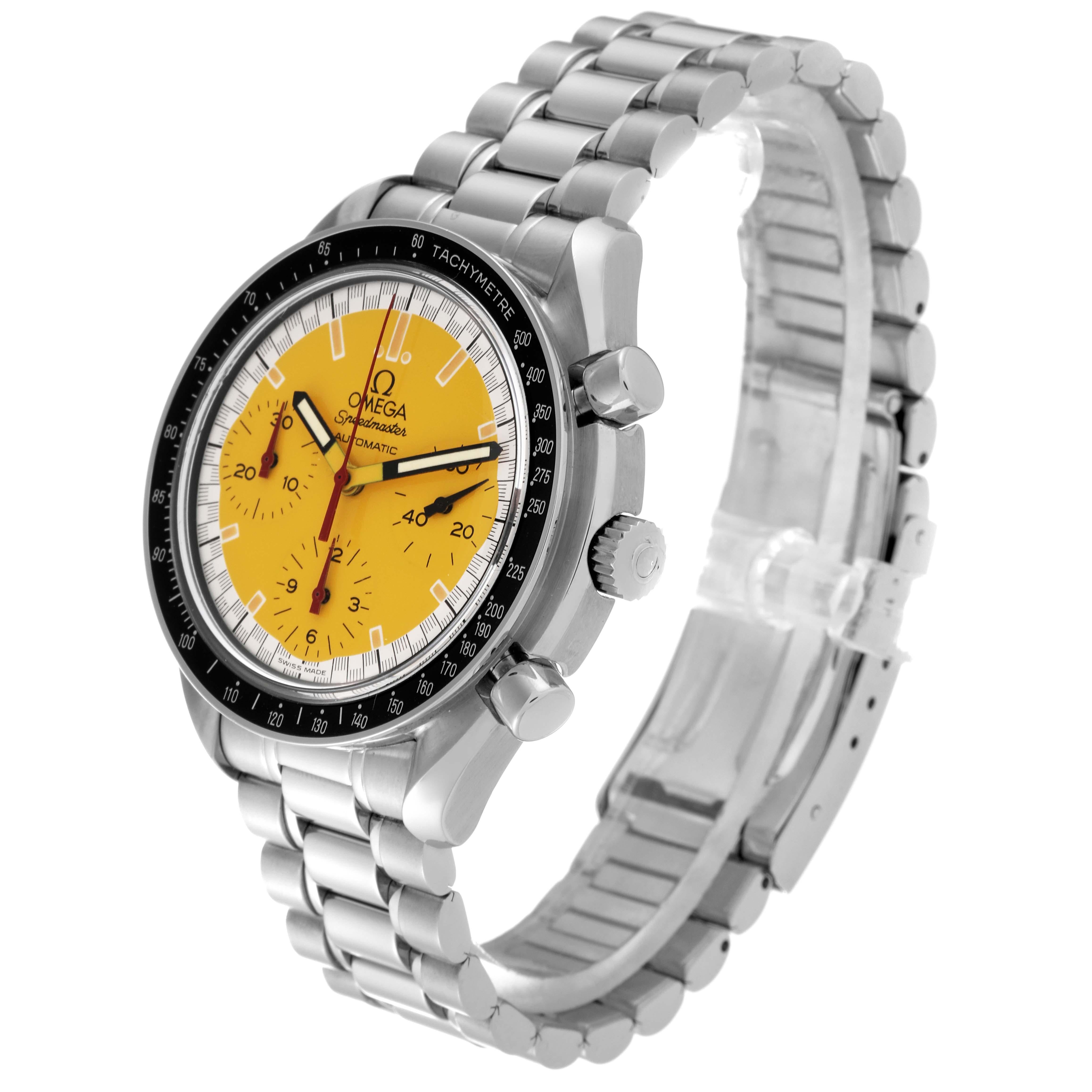 Men's Omega Speedmaster Schumacher Yellow Dial Automatic Steel Mens Watch 3510.12.00 For Sale