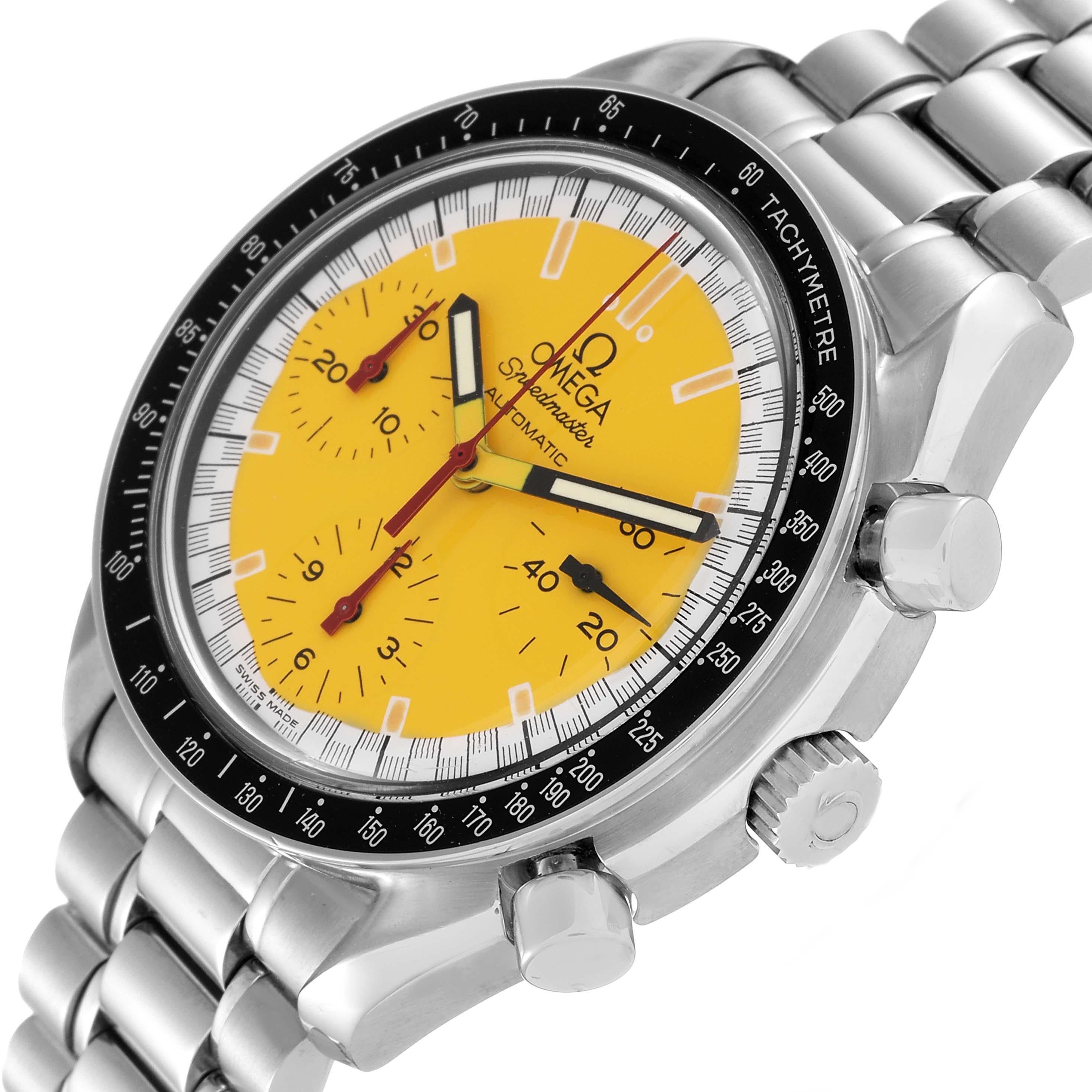 Men's Omega Speedmaster Schumacher Yellow Dial Automatic Steel Mens Watch 3510.12.00