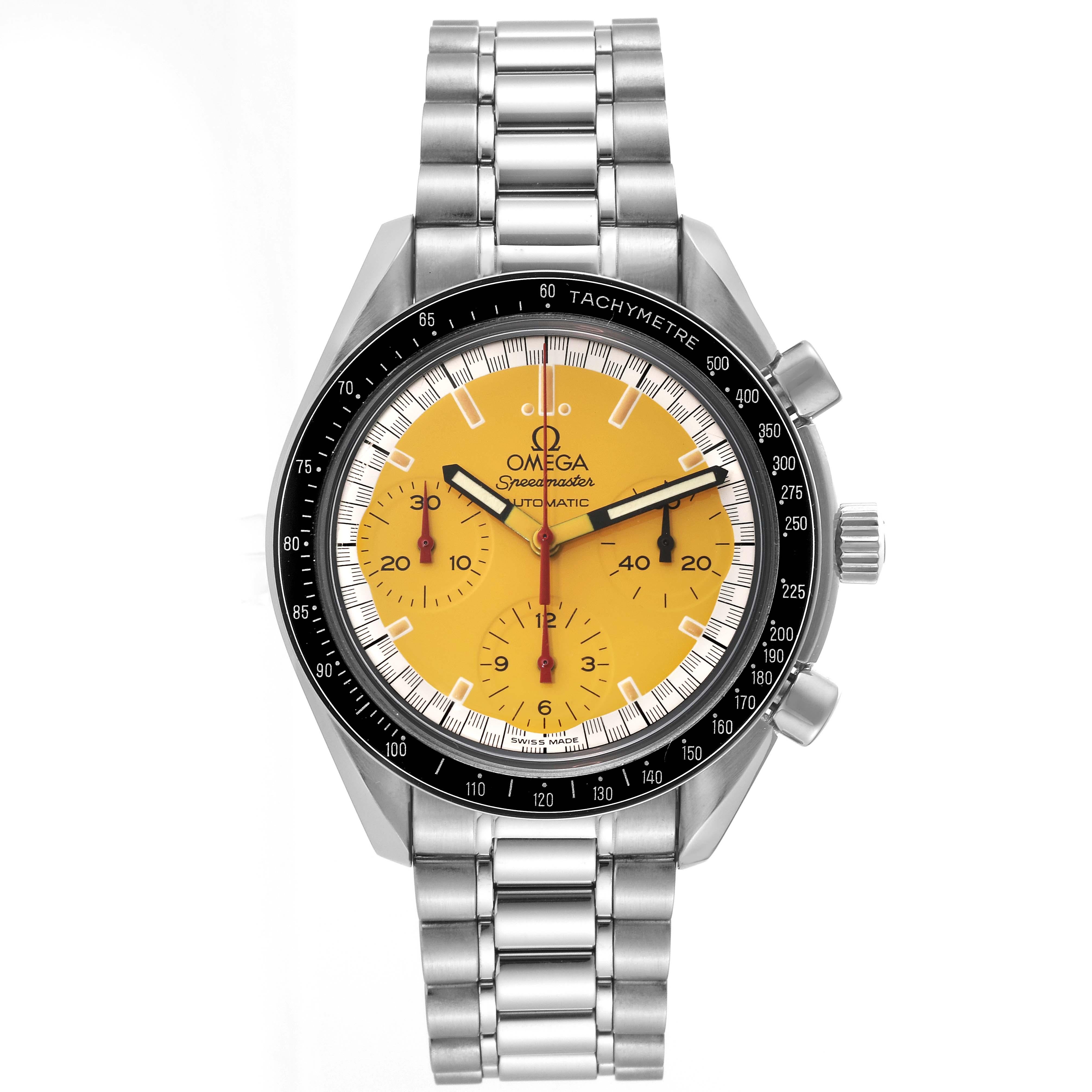 Omega Speedmaster Schumacher Yellow Dial Automatic Steel Mens Watch 3510.12.00 For Sale 3