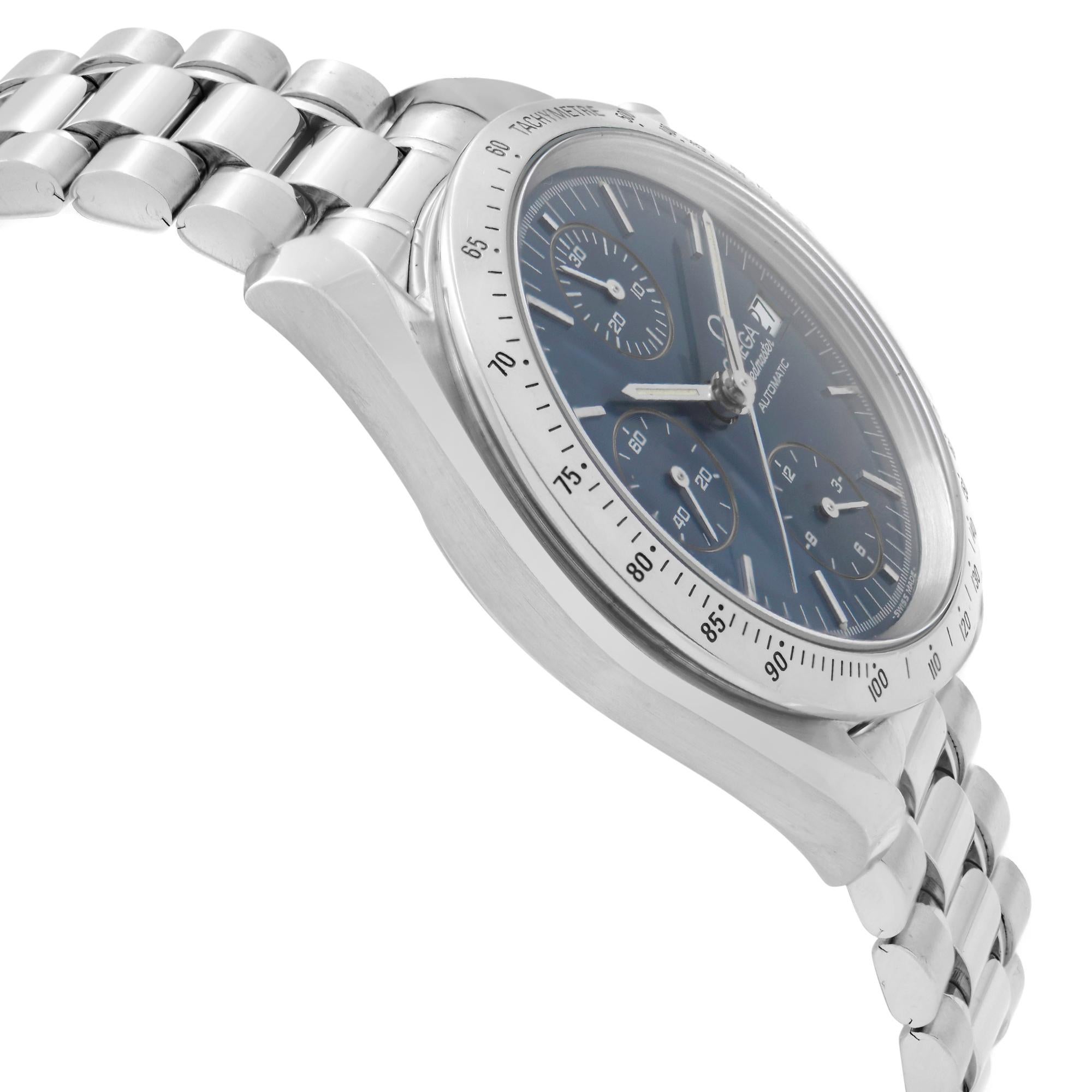 Men's Omega Speedmaster Steel Chronograph Blue Dial Mens Automatic Watch 3511.80.00
