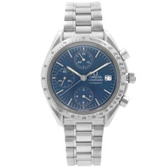 Retro Omega Speedmaster Steel Chronograph Blue Dial Mens Automatic Watch 3511.80.00