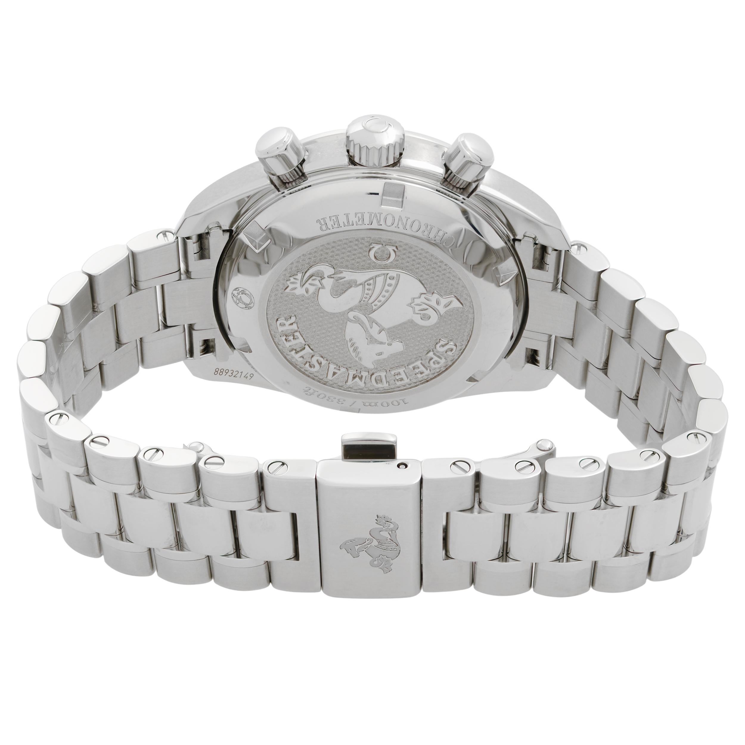 Omega Speedmaster Steel MOP Dial Diamond Bezel Ladies Watch 324.15.38.40.05.001 In New Condition In New York, NY