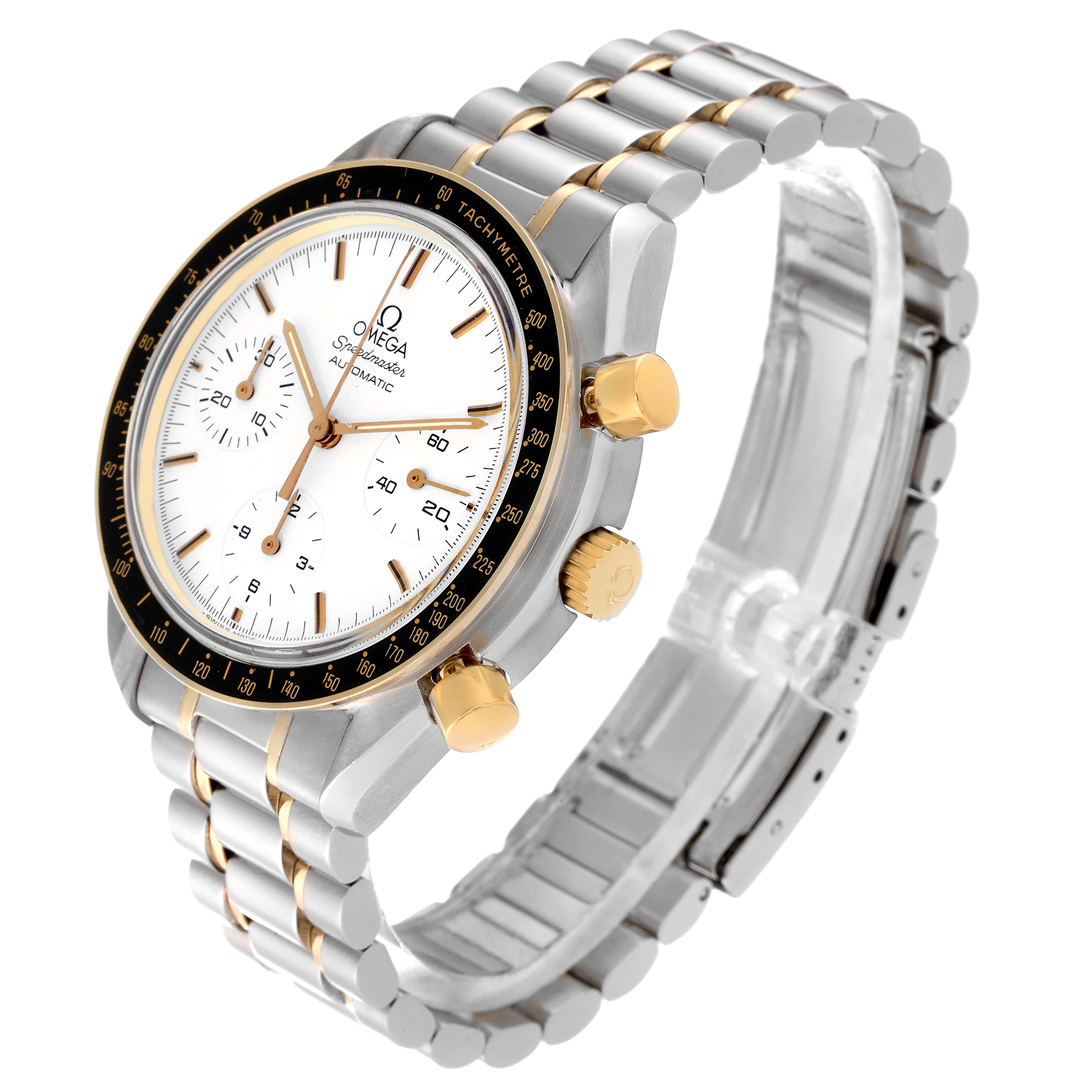 Omega Speedmaster Steel Yellow Gold Chronograph Mens Watch 3310.20.00 Papers For Sale 2