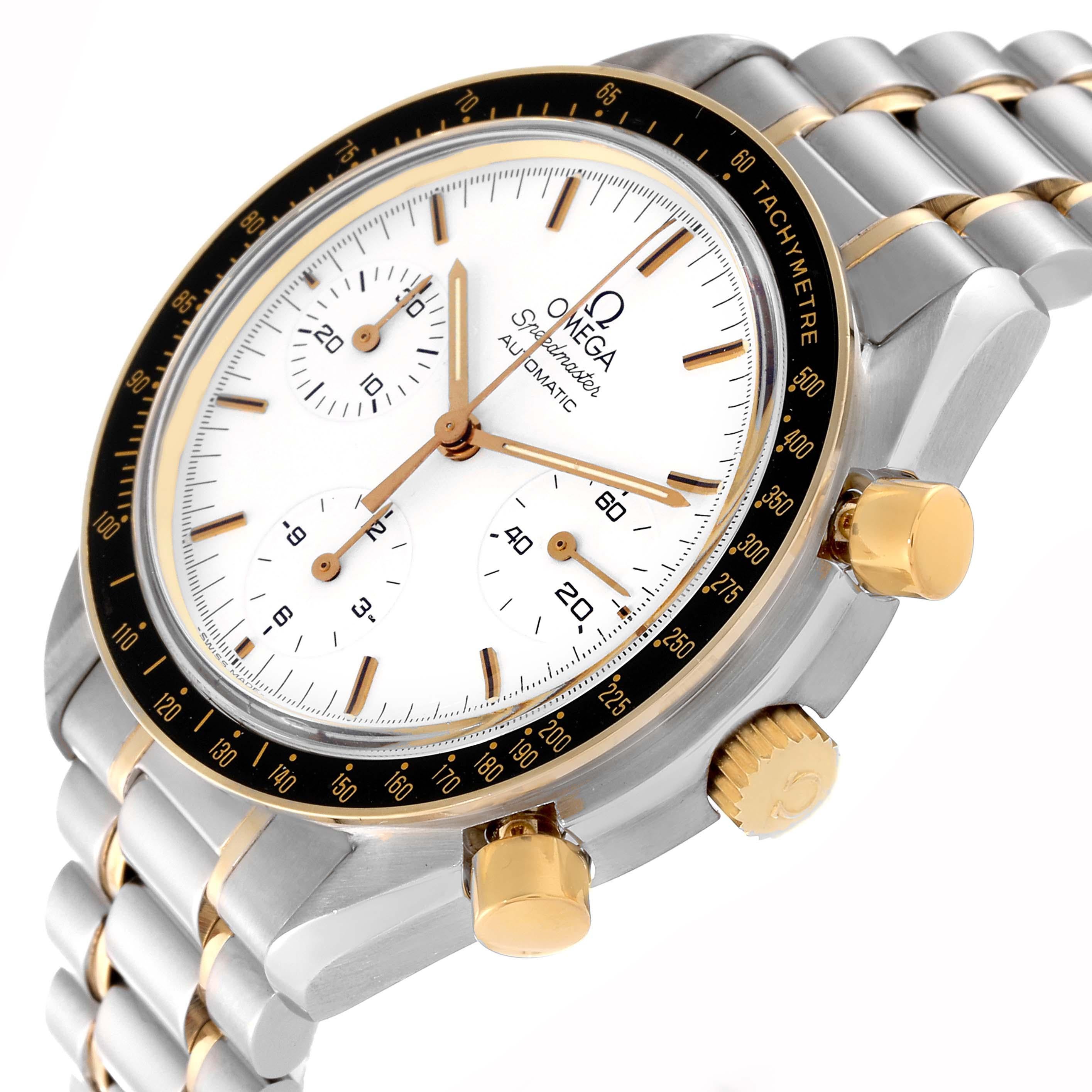 Omega Speedmaster Steel Yellow Gold Chronograph Mens Watch 3310.20.00 Papers en vente 4