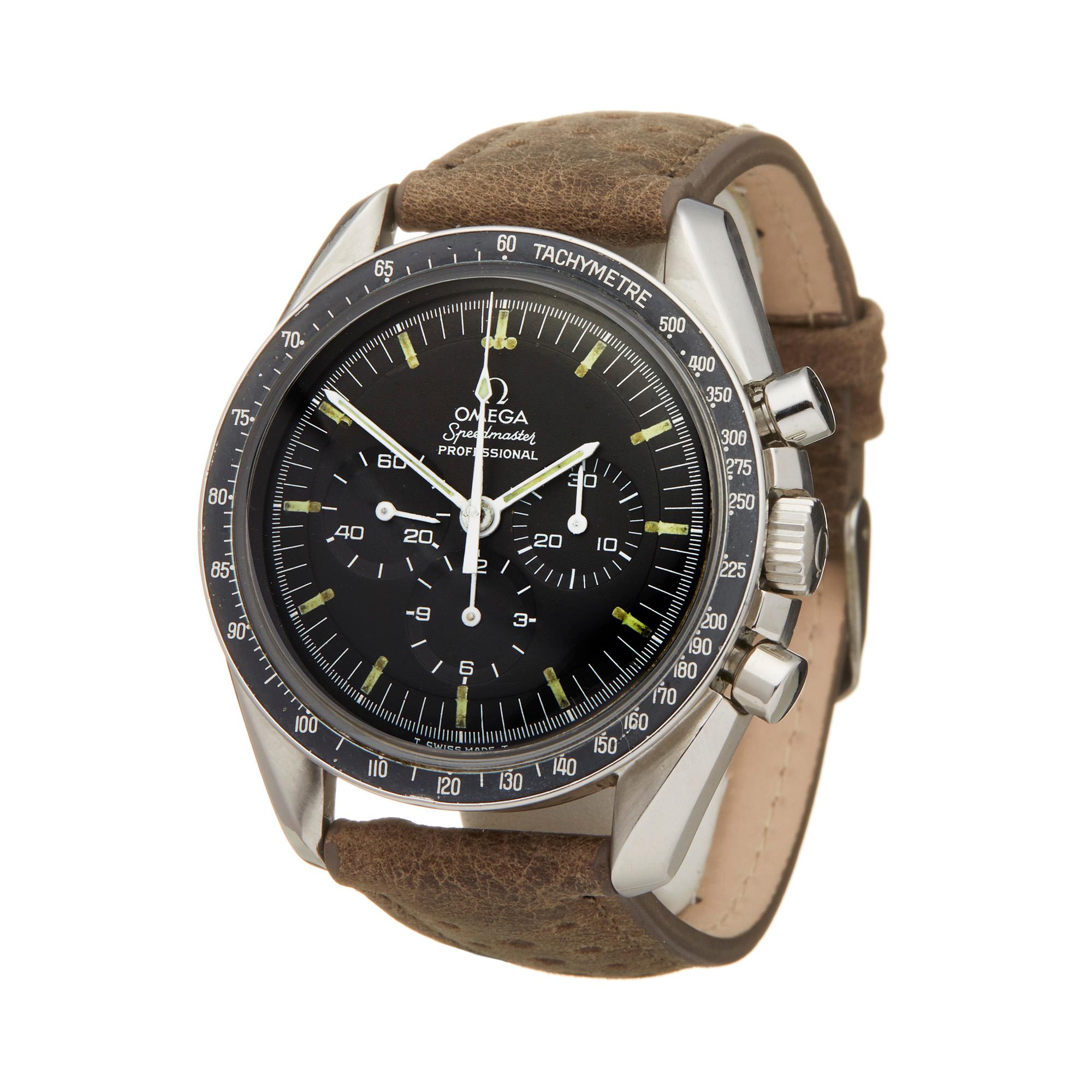 Ref: W5913
Manufacturer: Omega
Model: Speedmaster
Model Ref: 145.022-69 ST
Age: Circa 1960's
Gender: Mens
Complete With: Presentation Box 
Dial: Black Baton
Glass: Sapphire Crystal
Movement: Mechanical Wind
Water Resistance: To Manufacturers