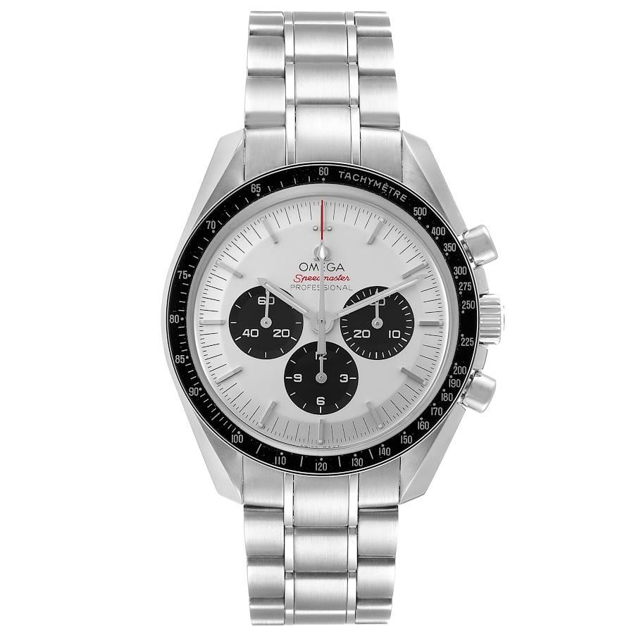 Omega Speedmaster Tokyo 2020 Olympics LE Watch 522.30.42.30.04.001 Box Card. Manual winding chronograph movement. Stainless steel round case 42.0 mm in diameter. Stainless steel bezel with black aluminium tachymeter insert. Scratch resistant