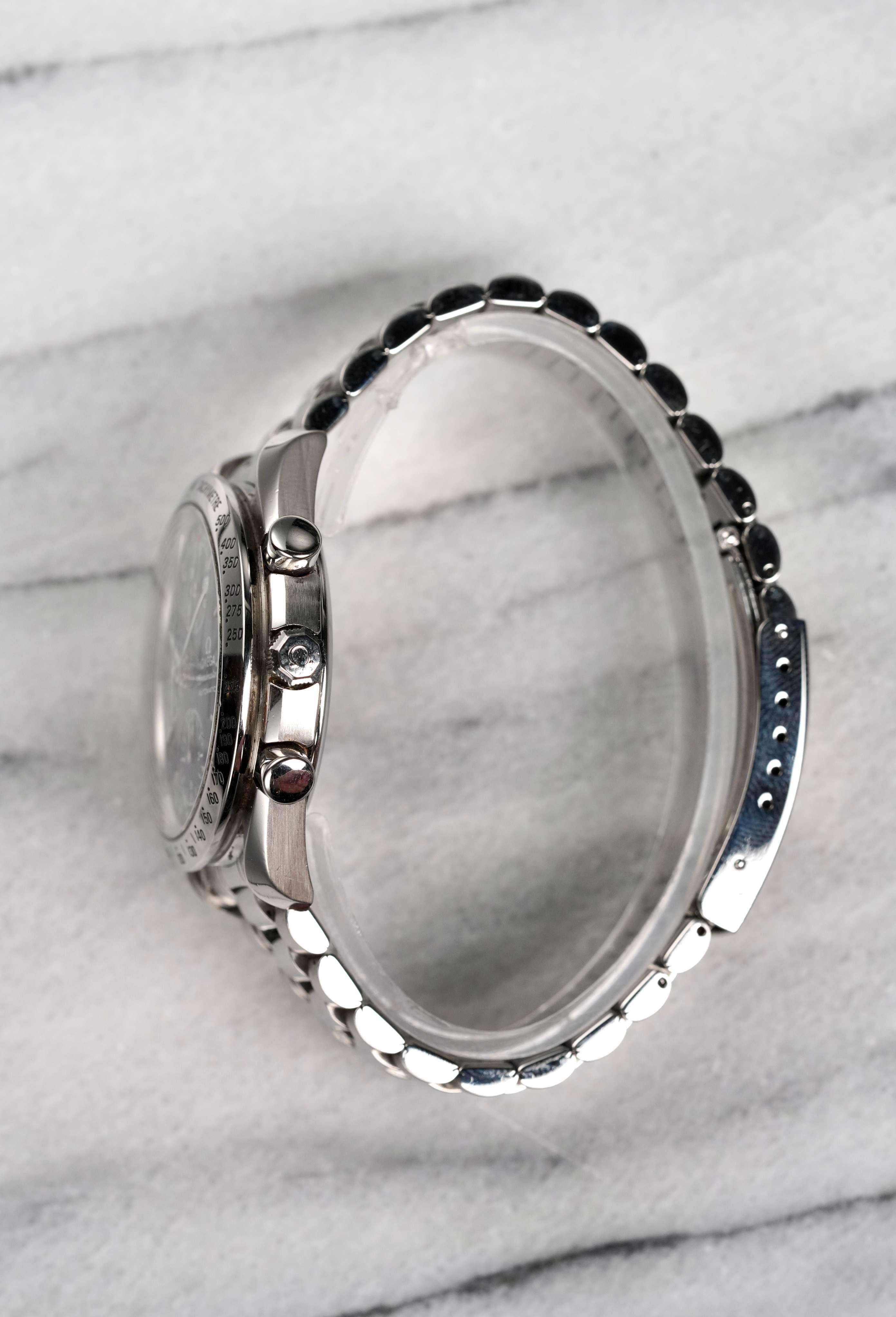 Omega Speedmaster Triple Calendar Watch in Steel, 1990–2000s In Good Condition For Sale In New York, NY