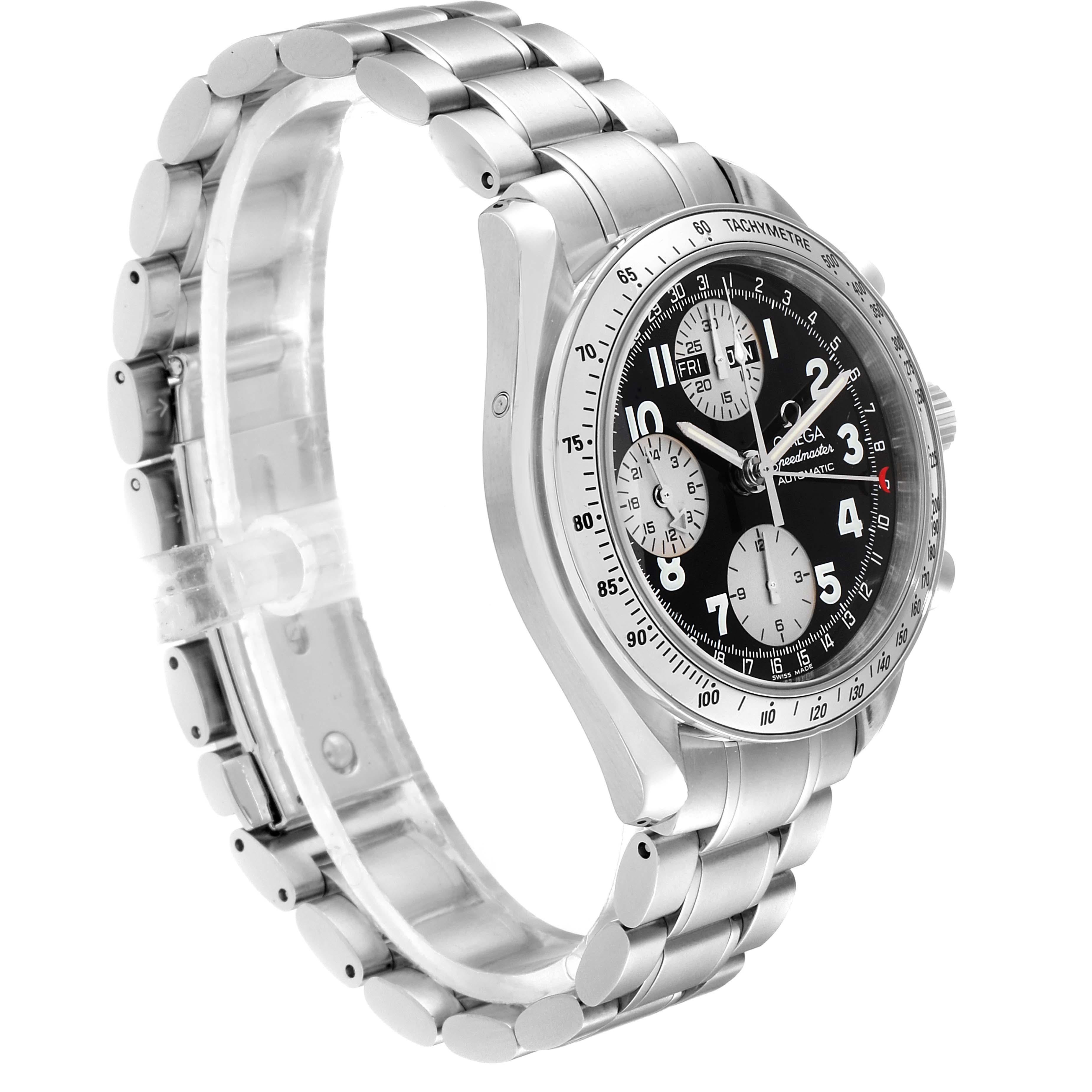 Omega Speedmaster Tripple Calendar Black Arabic Dial Watch 3523.51.00 In Excellent Condition For Sale In Atlanta, GA