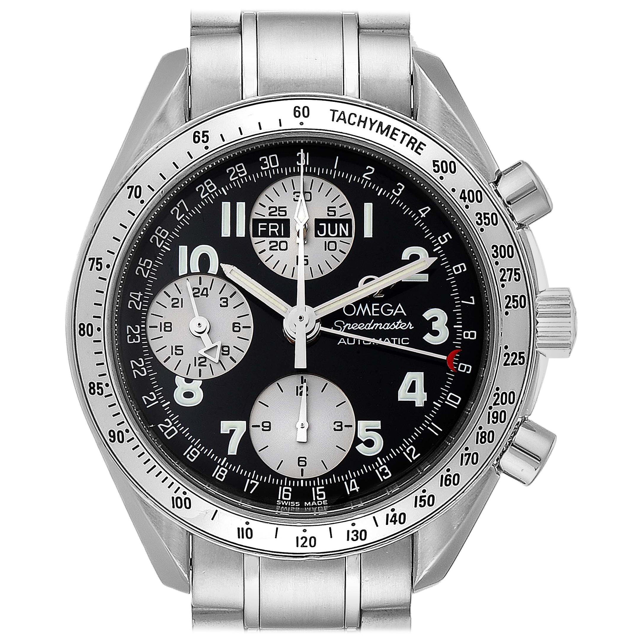 Omega Speedmaster Tripple Calendar Black Arabic Dial Watch 3523.51.00 For Sale