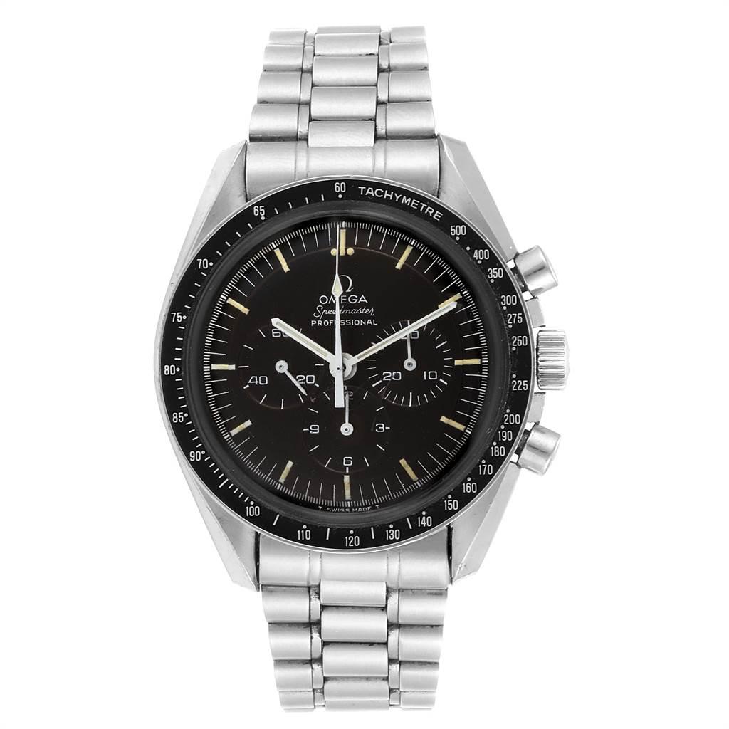 Omega Speedmaster Vintage MoonWatch Brown Tropical Dial 145.022. Manual winding chronograph movement. Stainless steel 42.0 mm in diameter. Three-body, screwed - down case. Omega logo on a crown. Black tachimetere bezel. Hesalite crystal. Black matte