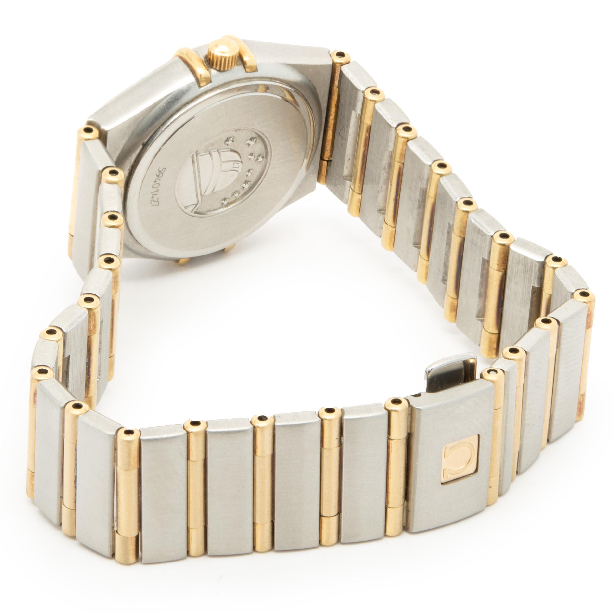 Omega-Konstellation aus Edelstahl und 18 Karat Gelbgold mit Diamanten (Rundschliff)