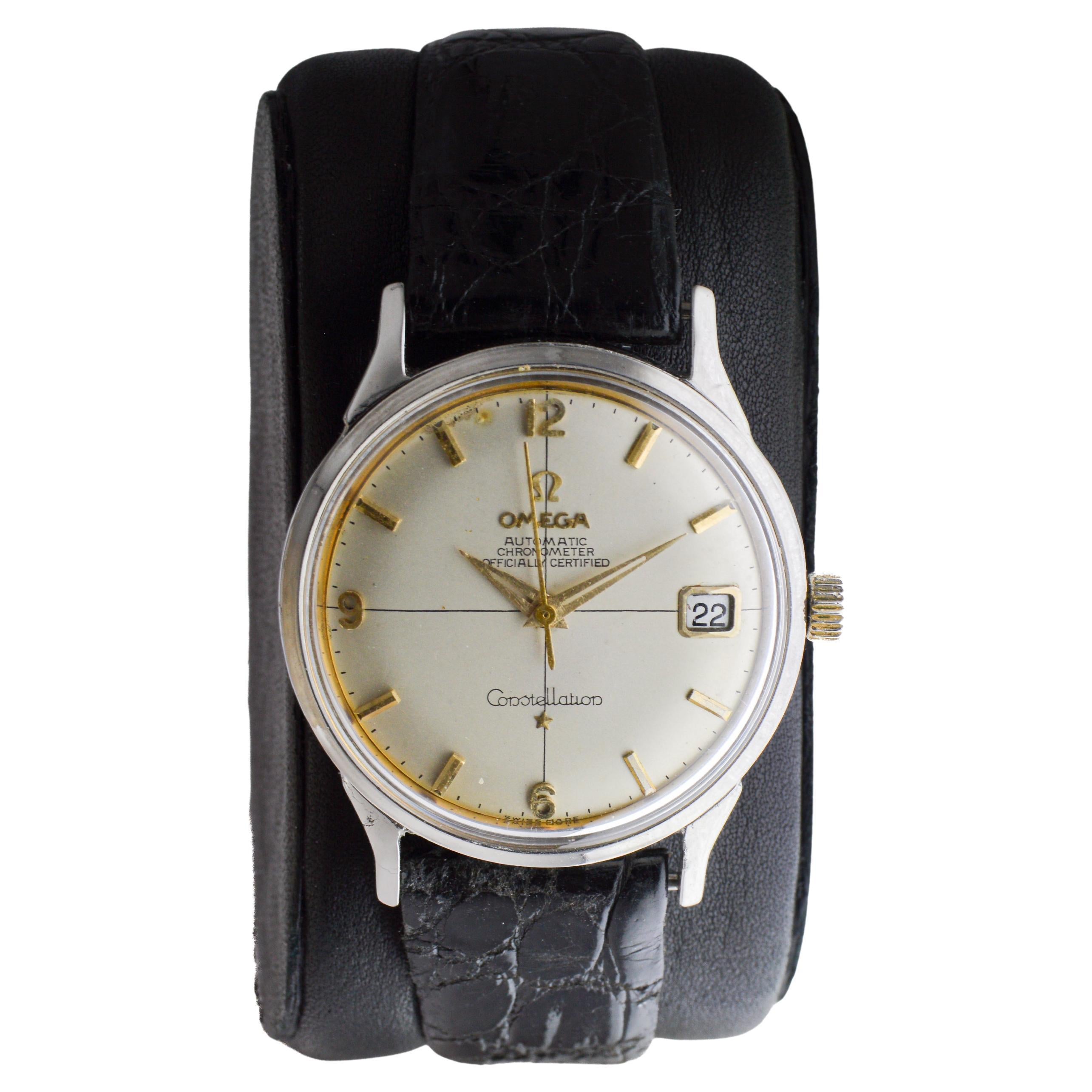Orologio Omega Constellation Automatic in acciaio inossidabile degli anni '50 circa In condizioni ottime in vendita a Long Beach, CA